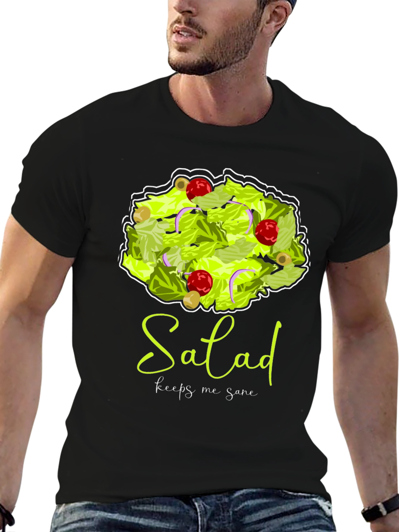 Black Salad Keeps Me Sane Graphic T-Shirt view 6