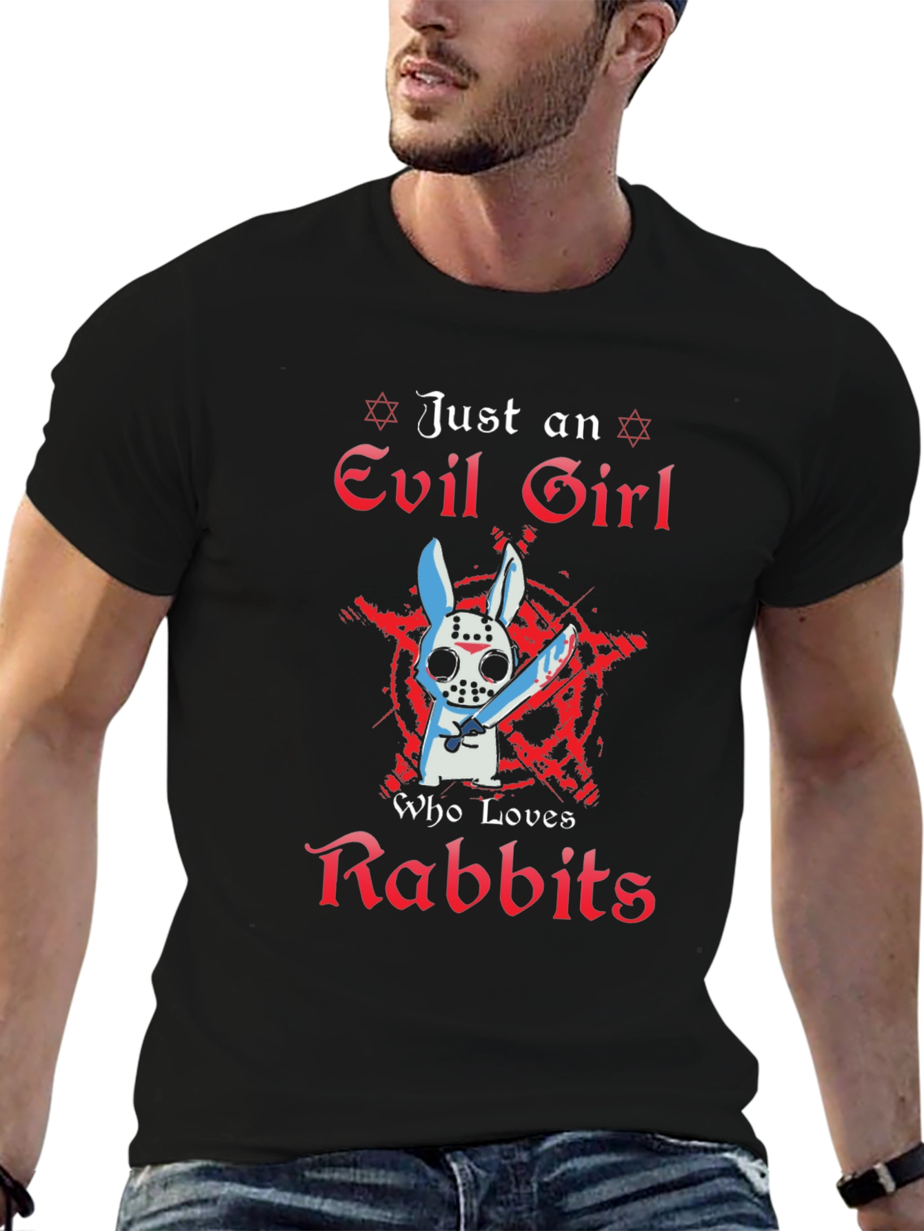 Black Evil Girl Rabbit T-Shirt view 6