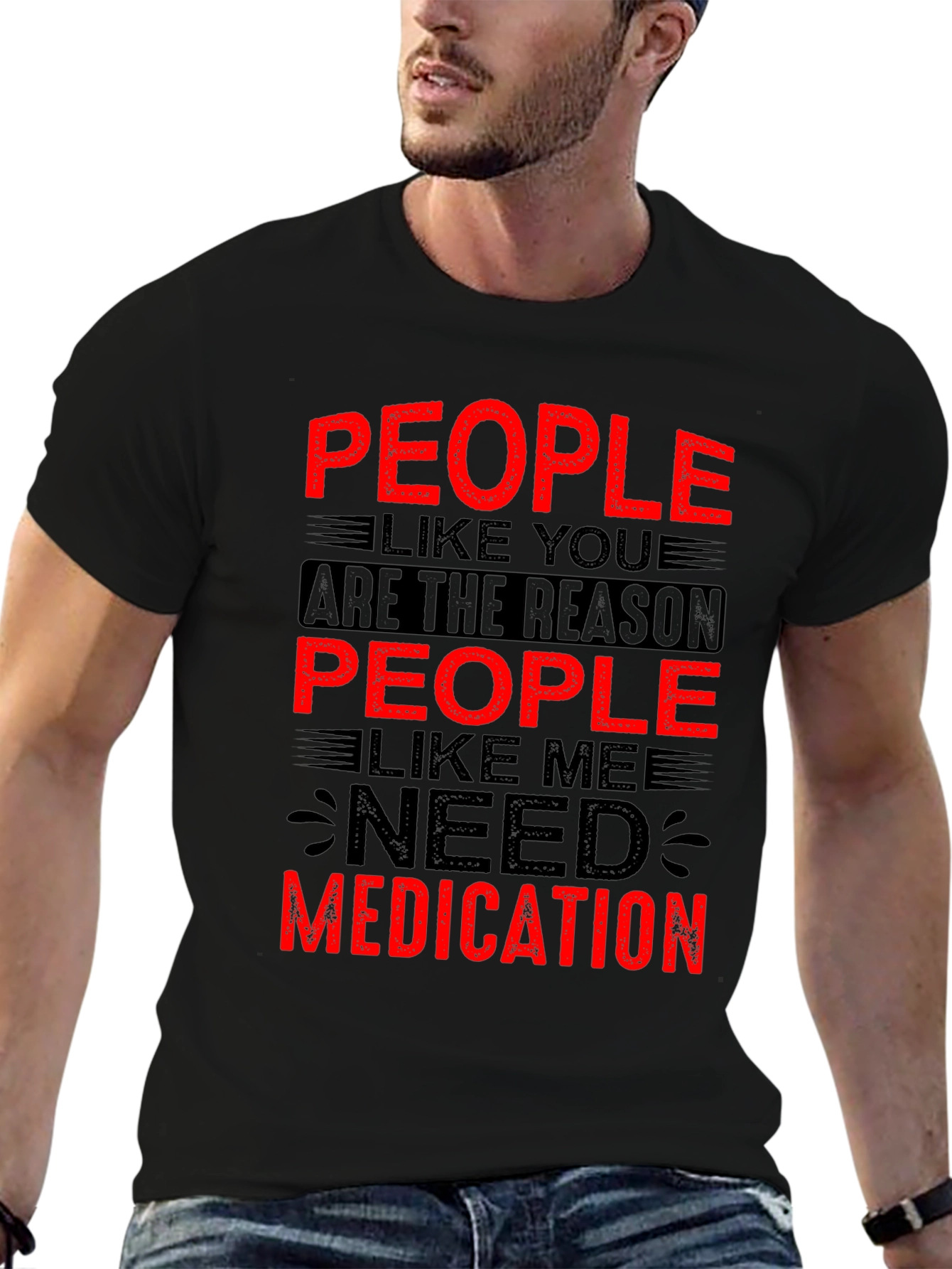 Black People Like You Need Medication Graphic T-Shirt view 6