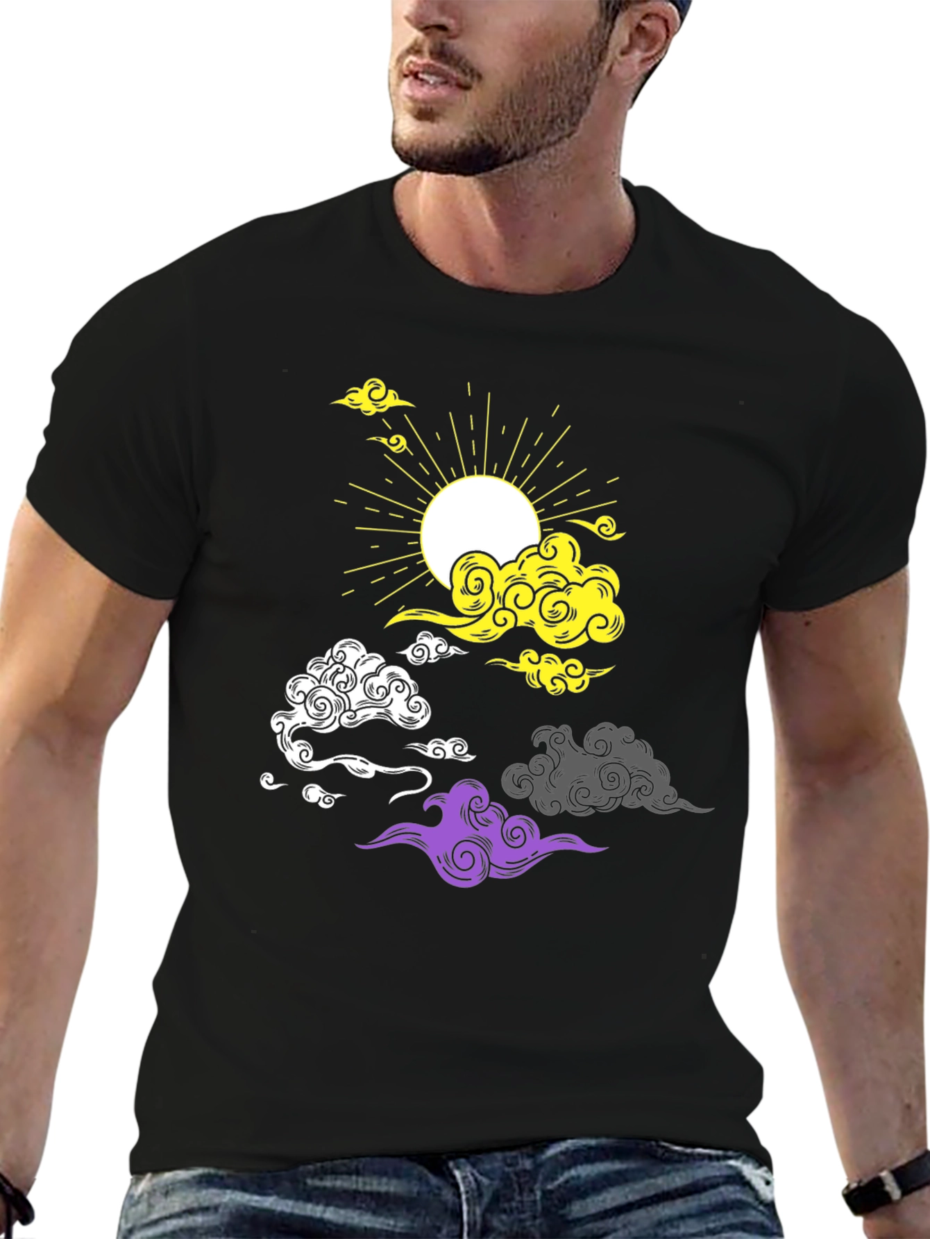 Black Nonbinary Pride Cloud T-Shirt view 6