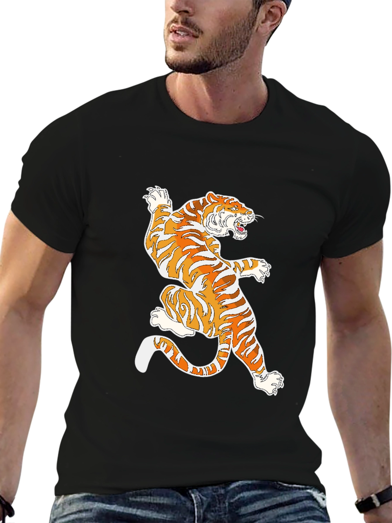 Black Tiger Graphic Black T-Shirt view 6