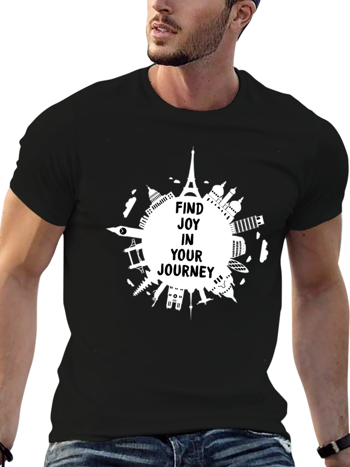 Black Travel Inspired Graphic Tee - Find Joy In Your Journey view 6