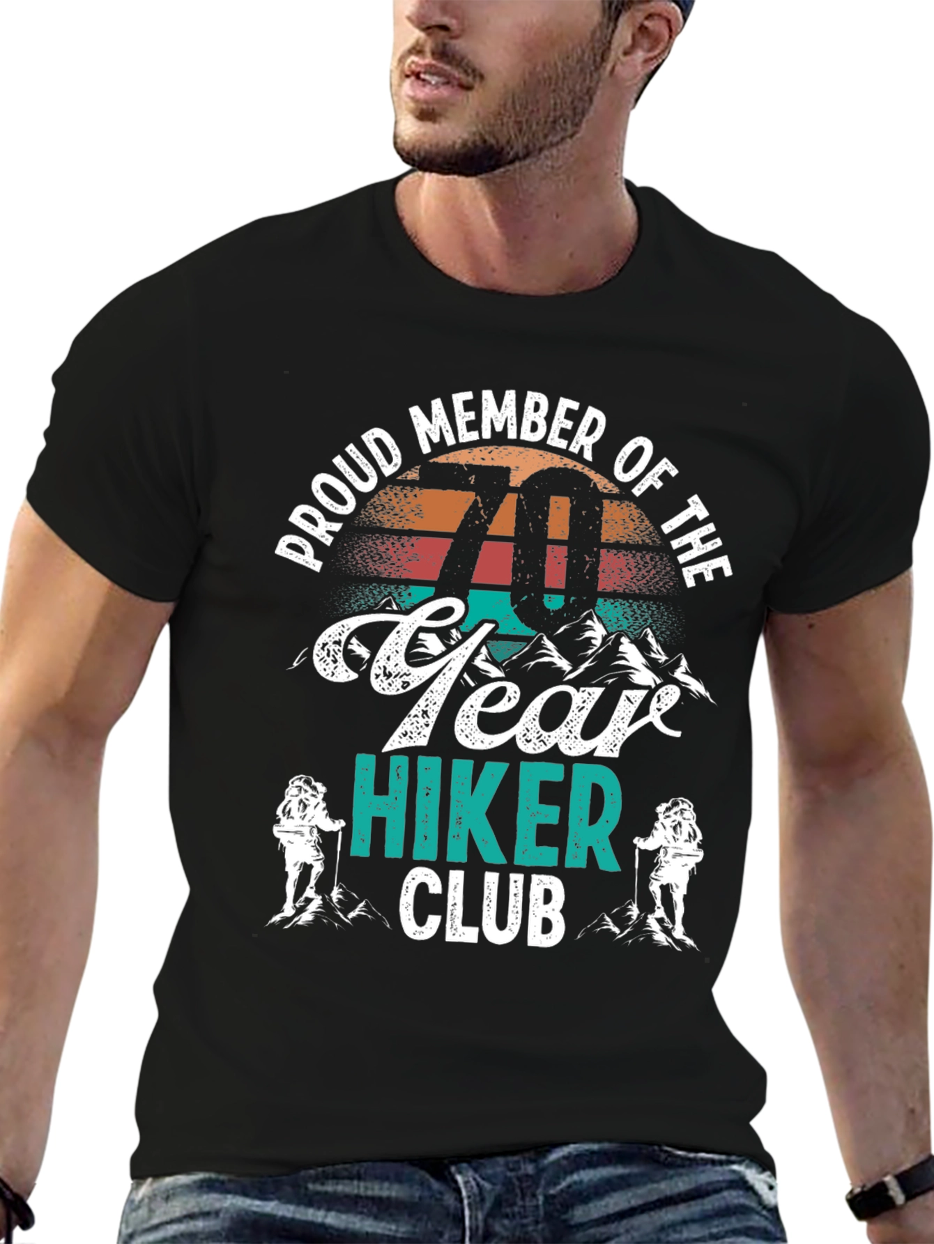 Black 70 Year Hiker Club T-Shirt - Black view 6
