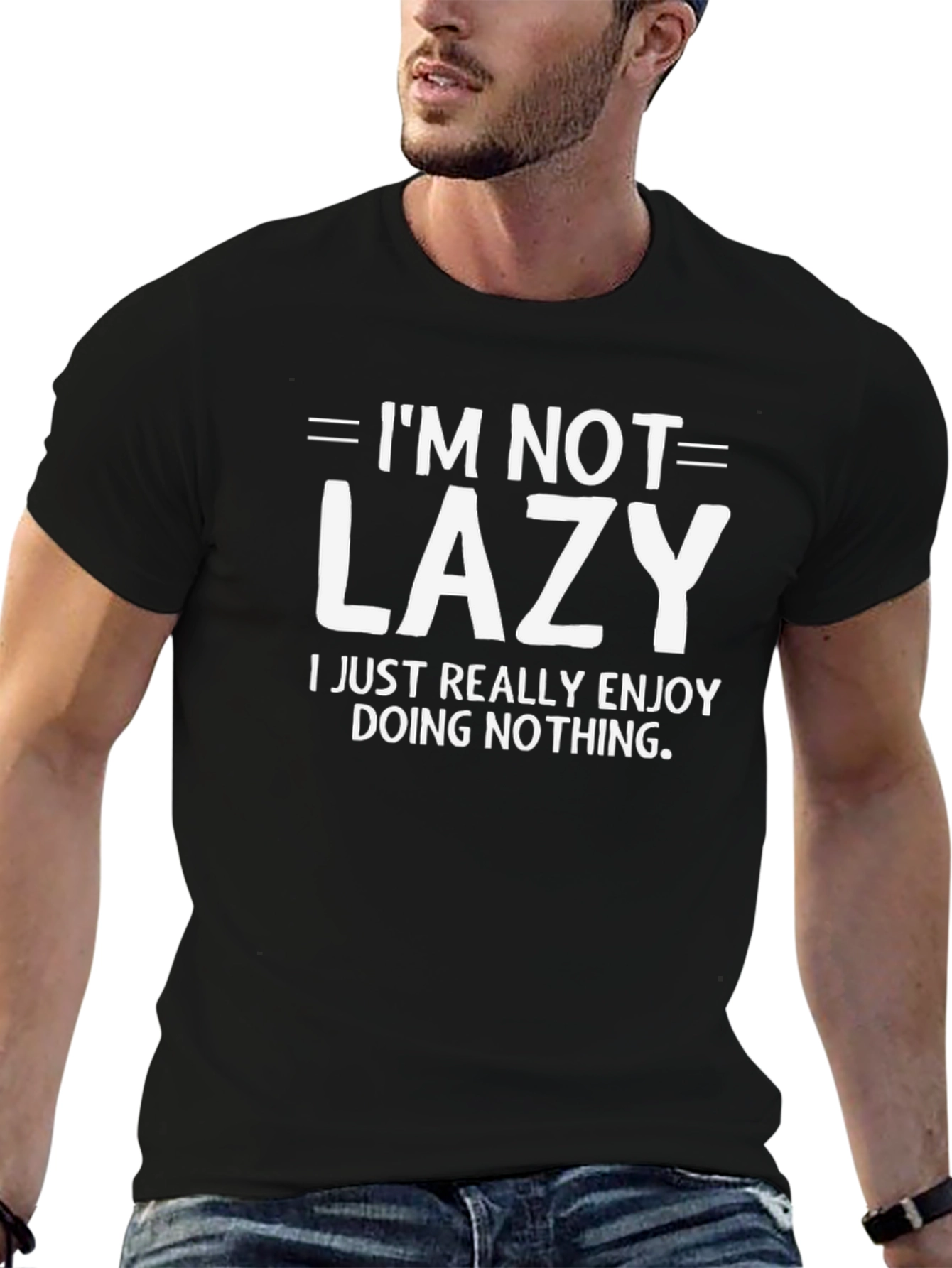 Black I'm Not Lazy T-Shirt - Funny Slogan Tee view 6