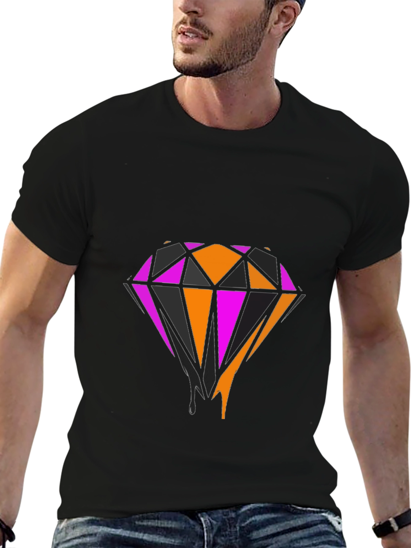 Black Bold Diamond Graphic Tee - Black view 6