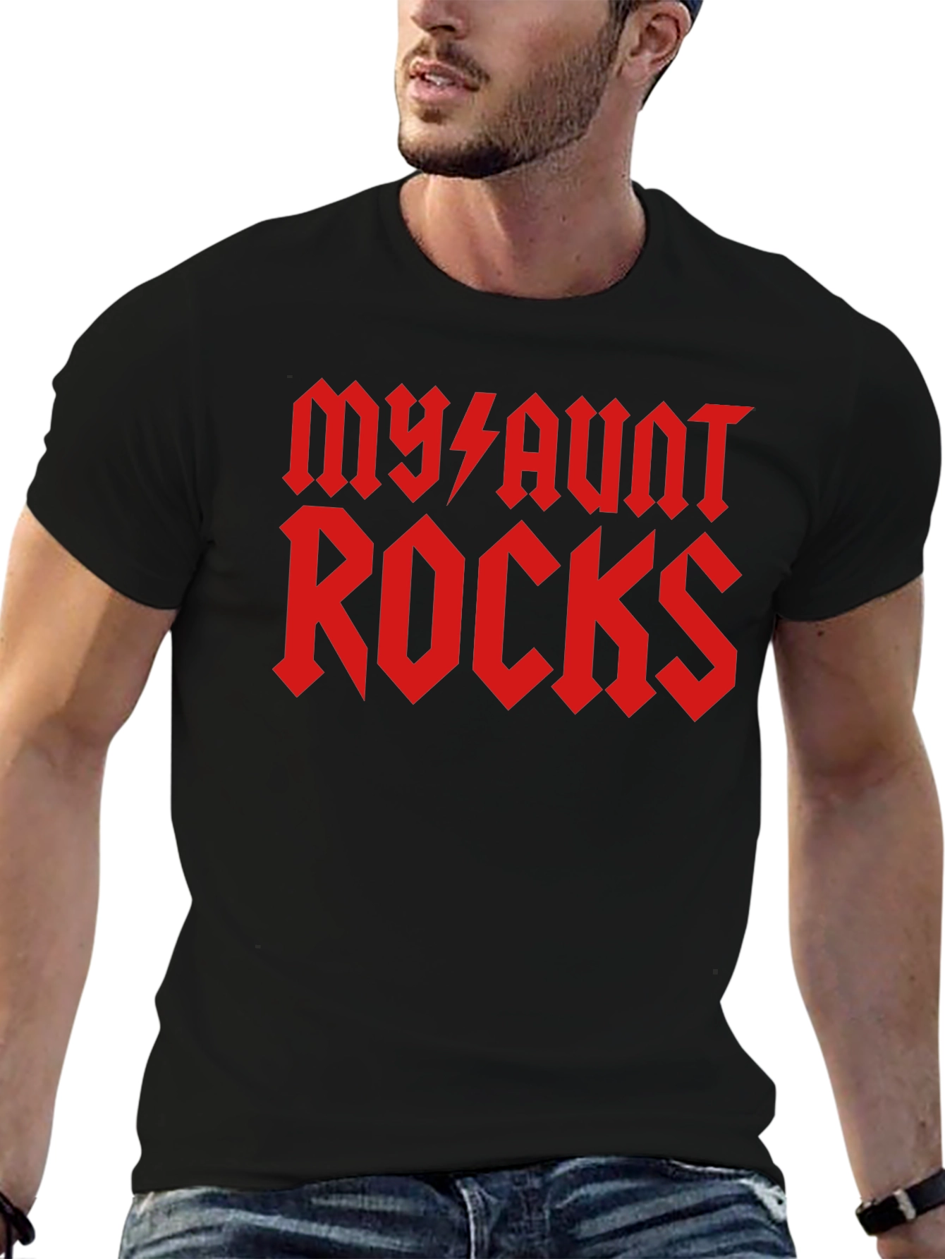 Black My Aunt Rocks T-Shirt - Black view 6