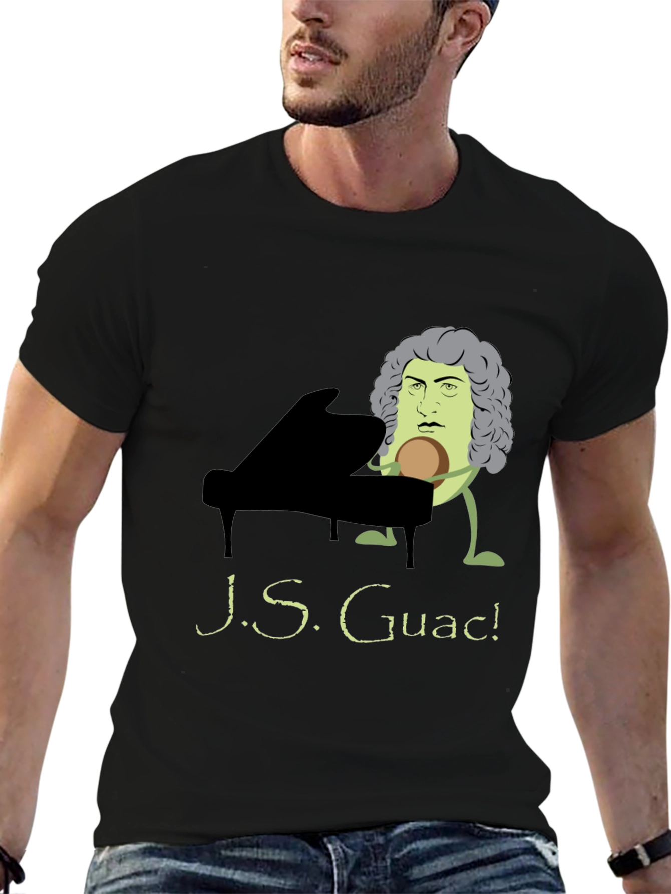Black J.S. Guac! Funny Music T-Shirt - Black view 6
