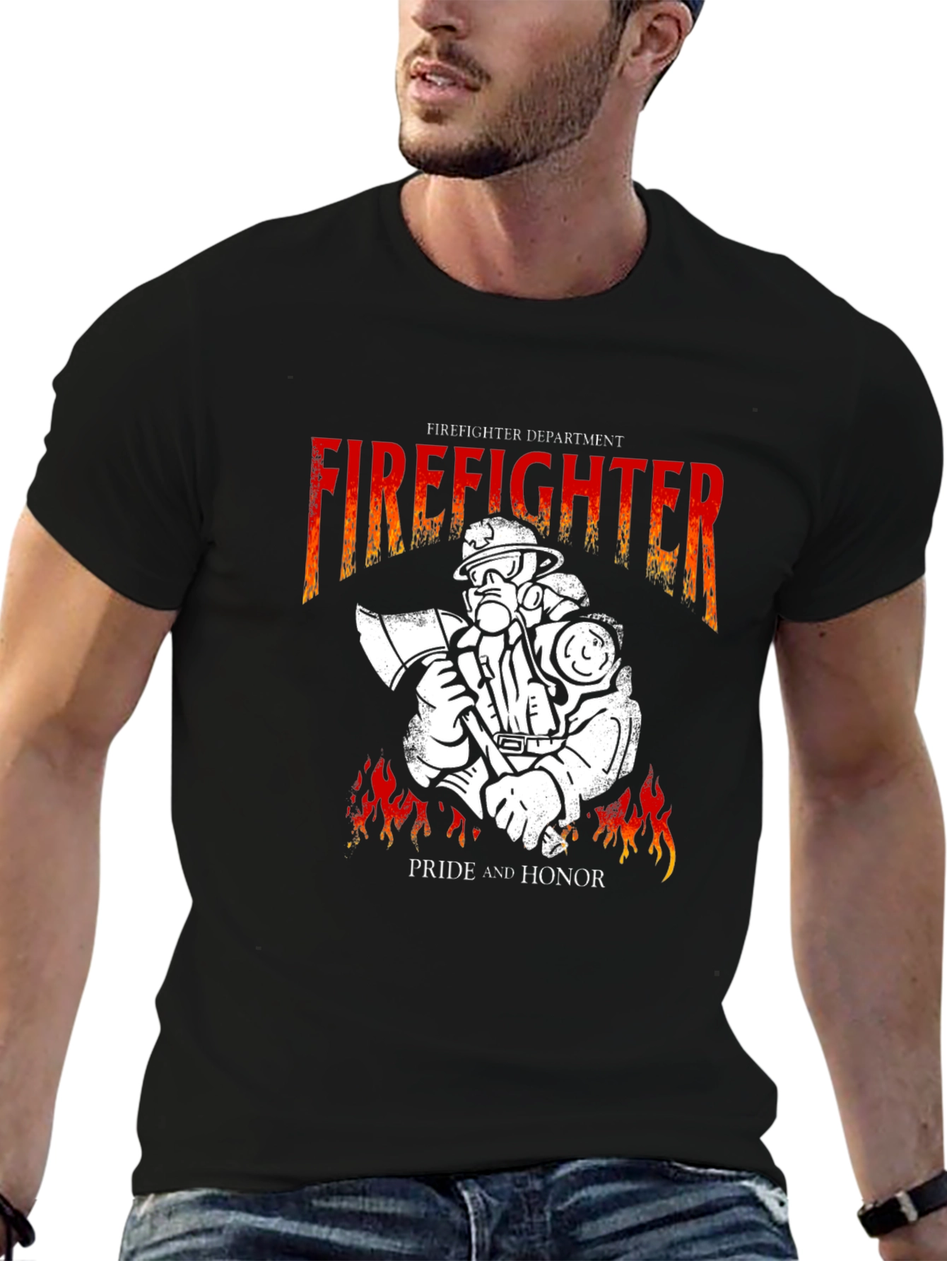 Black Firefighter Pride T-Shirt - Honor & Duty view 6