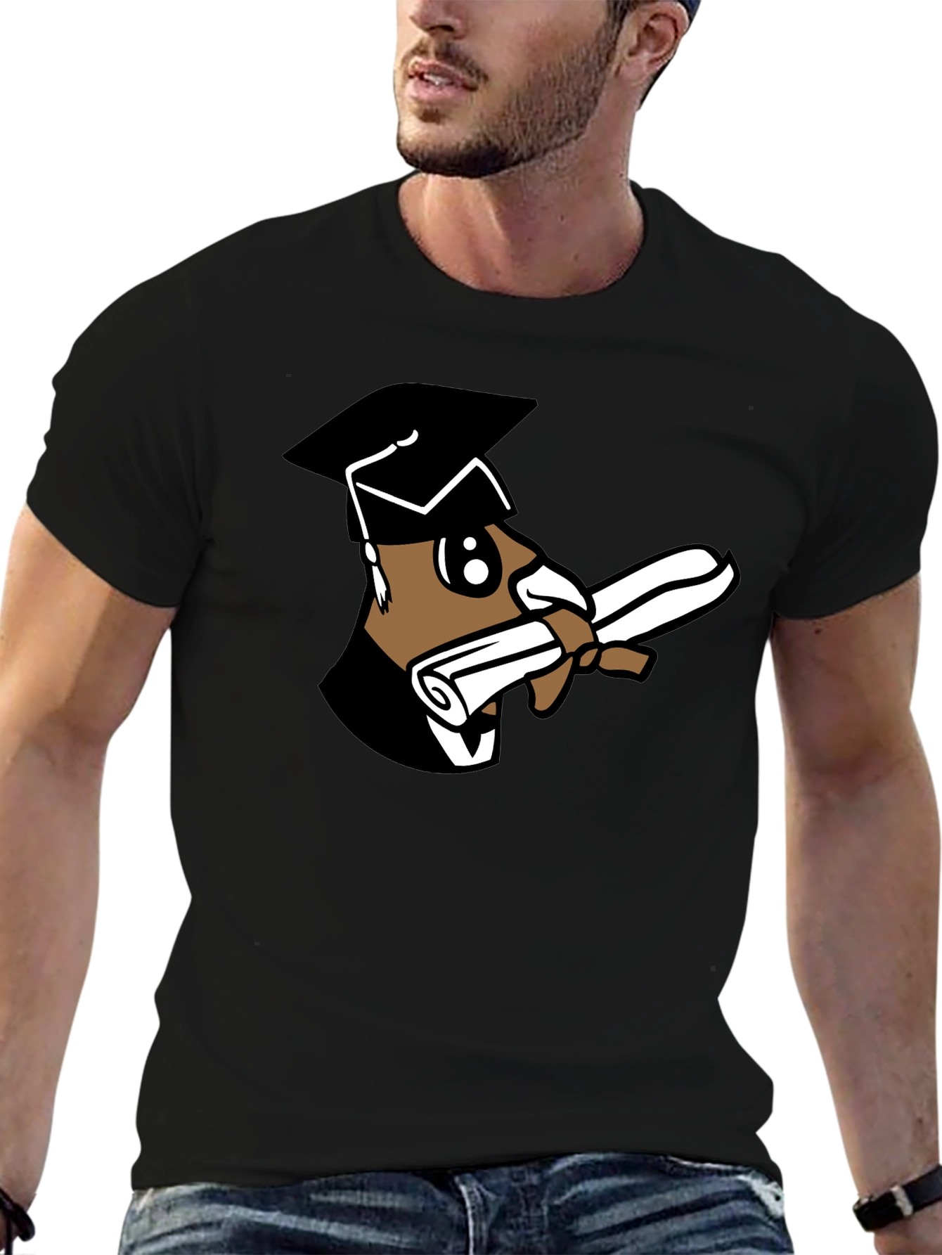 Black Graduation Bear Black T-Shirt view 6