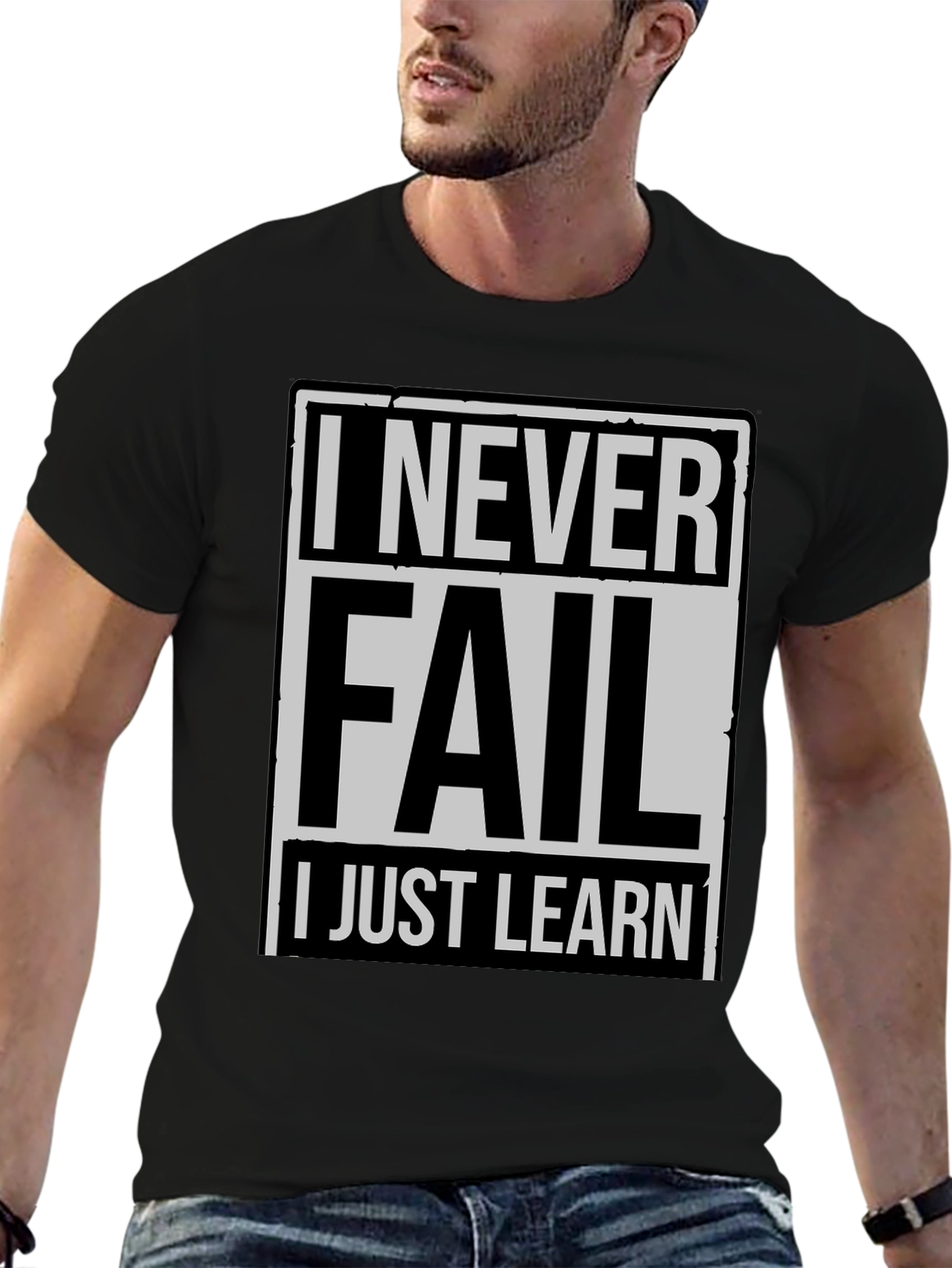 Black Never Fail, I Just Learn Men's T-Shirt view 6