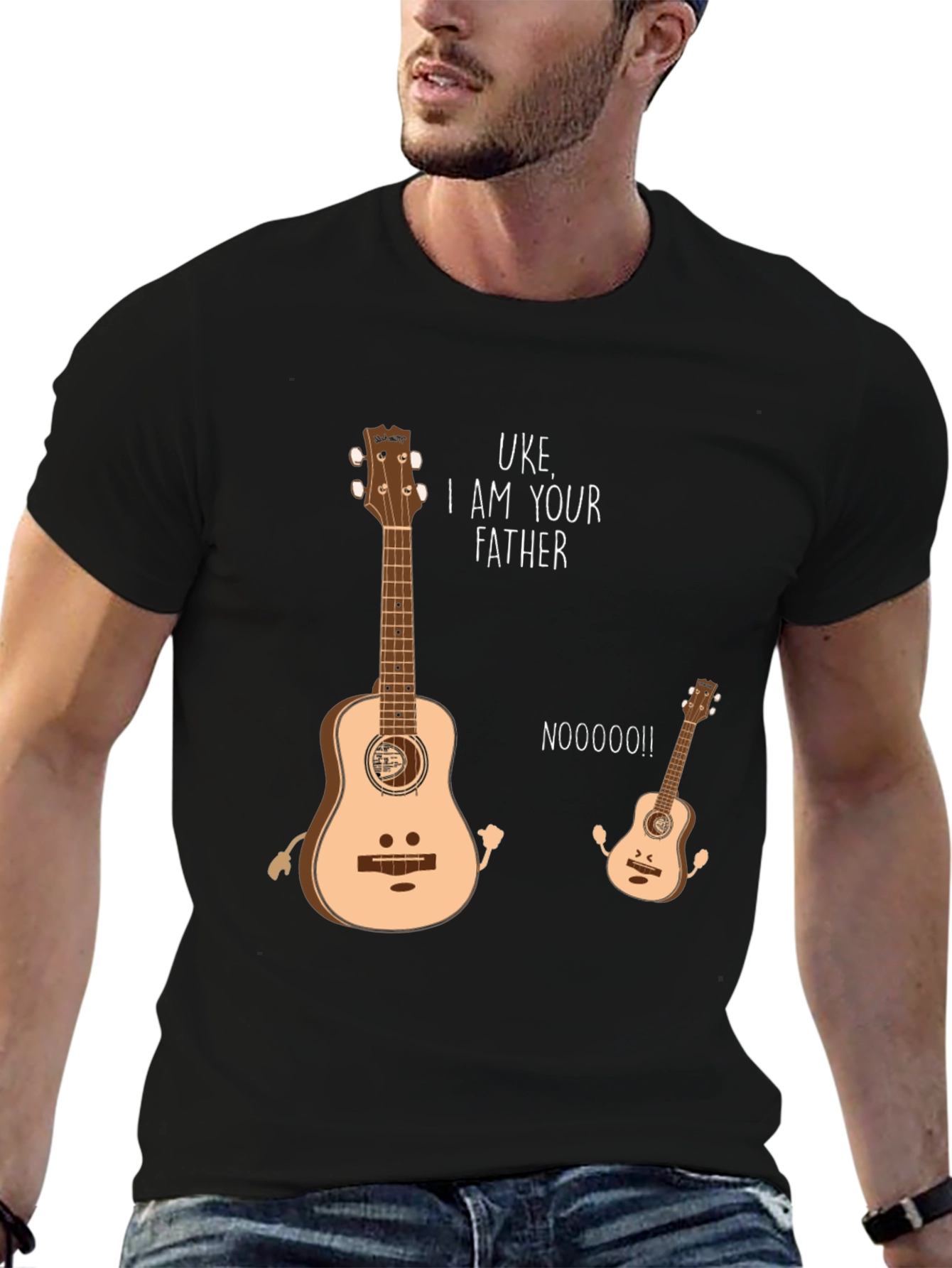 Black Uke I Am Your Father Funny Music T-Shirt view 6