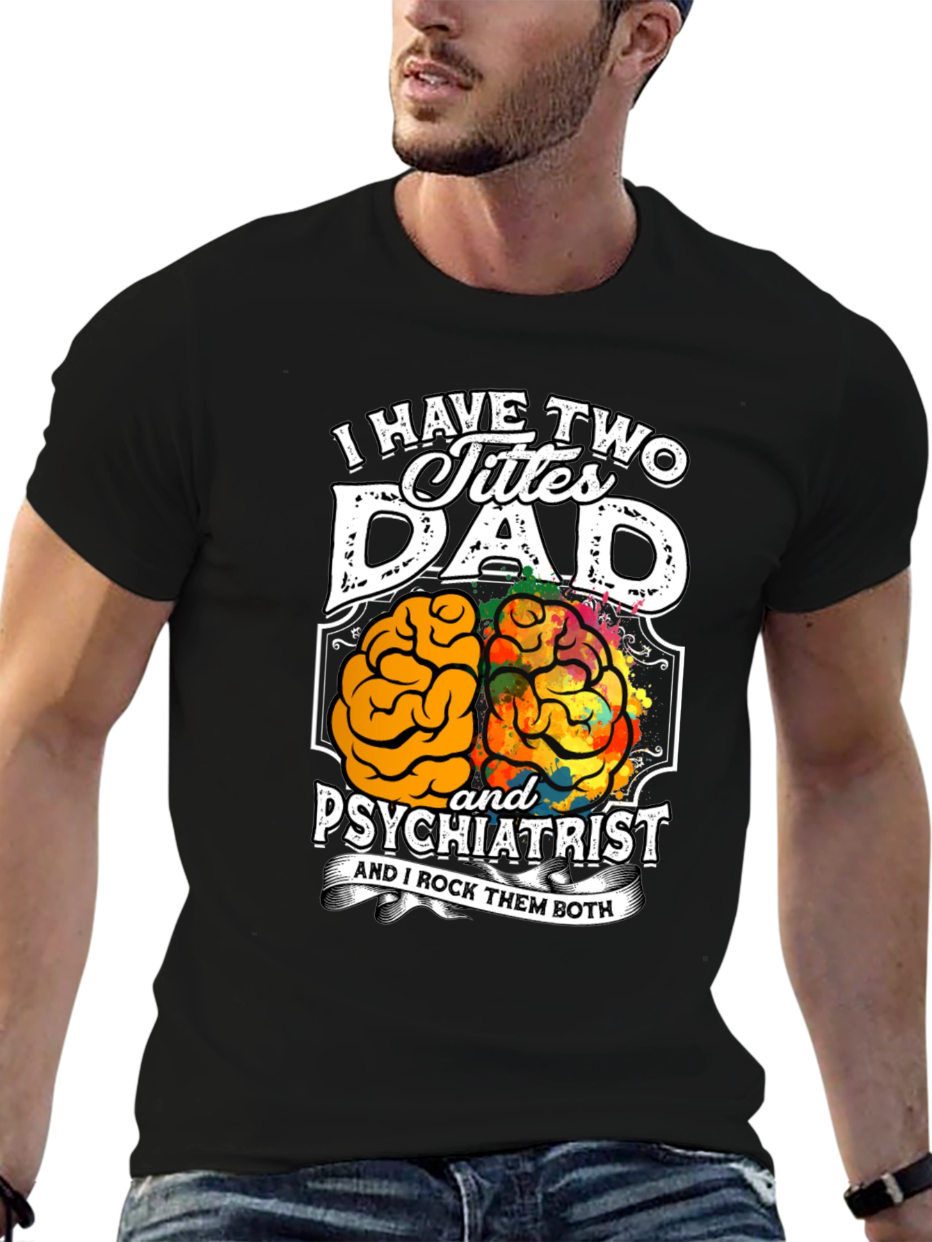 Black Dad Psychiatrist Graphic T-Shirt view 6