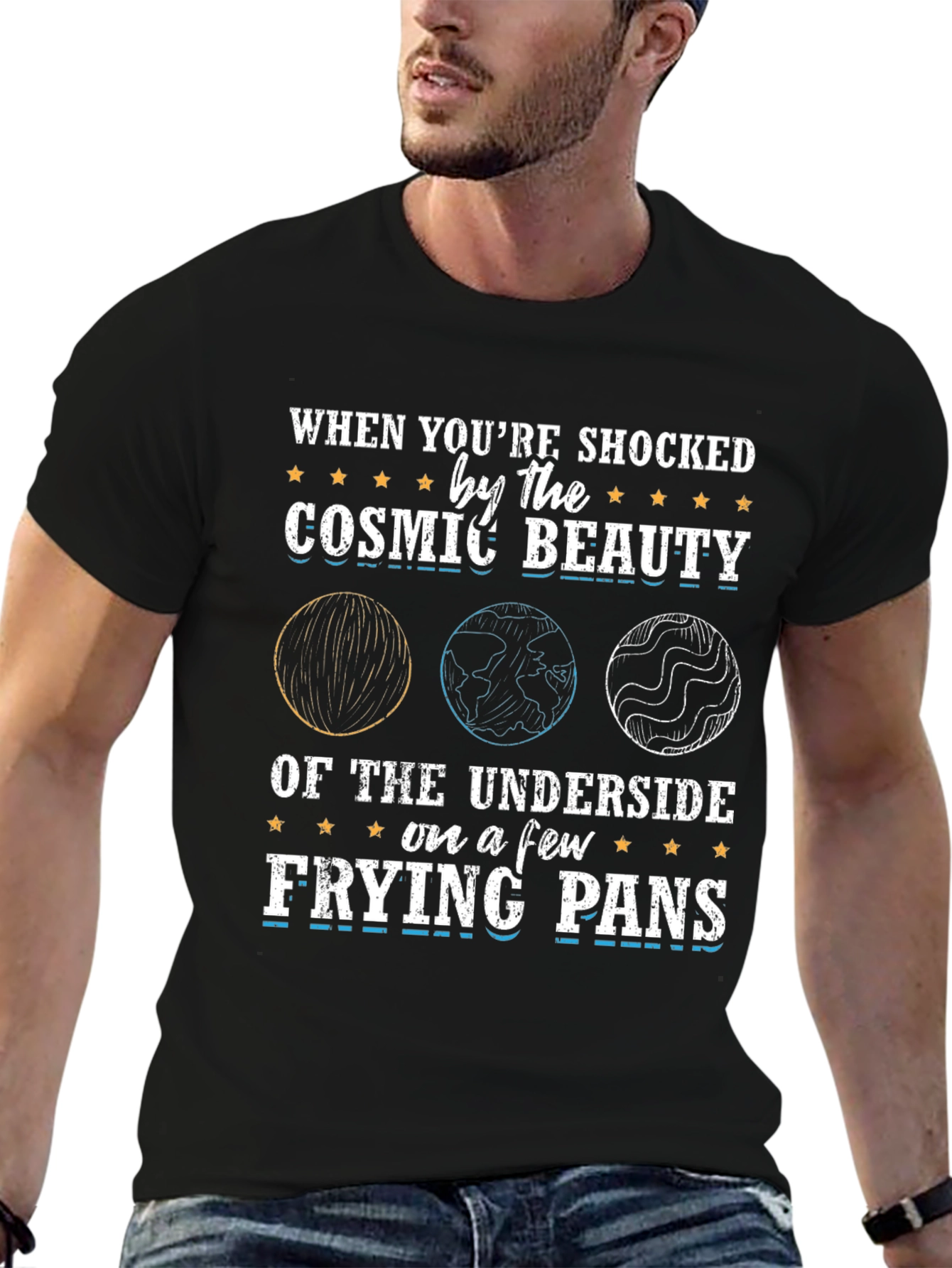 Black Cosmic Beauty Frying Pan Graphic Tee view 6