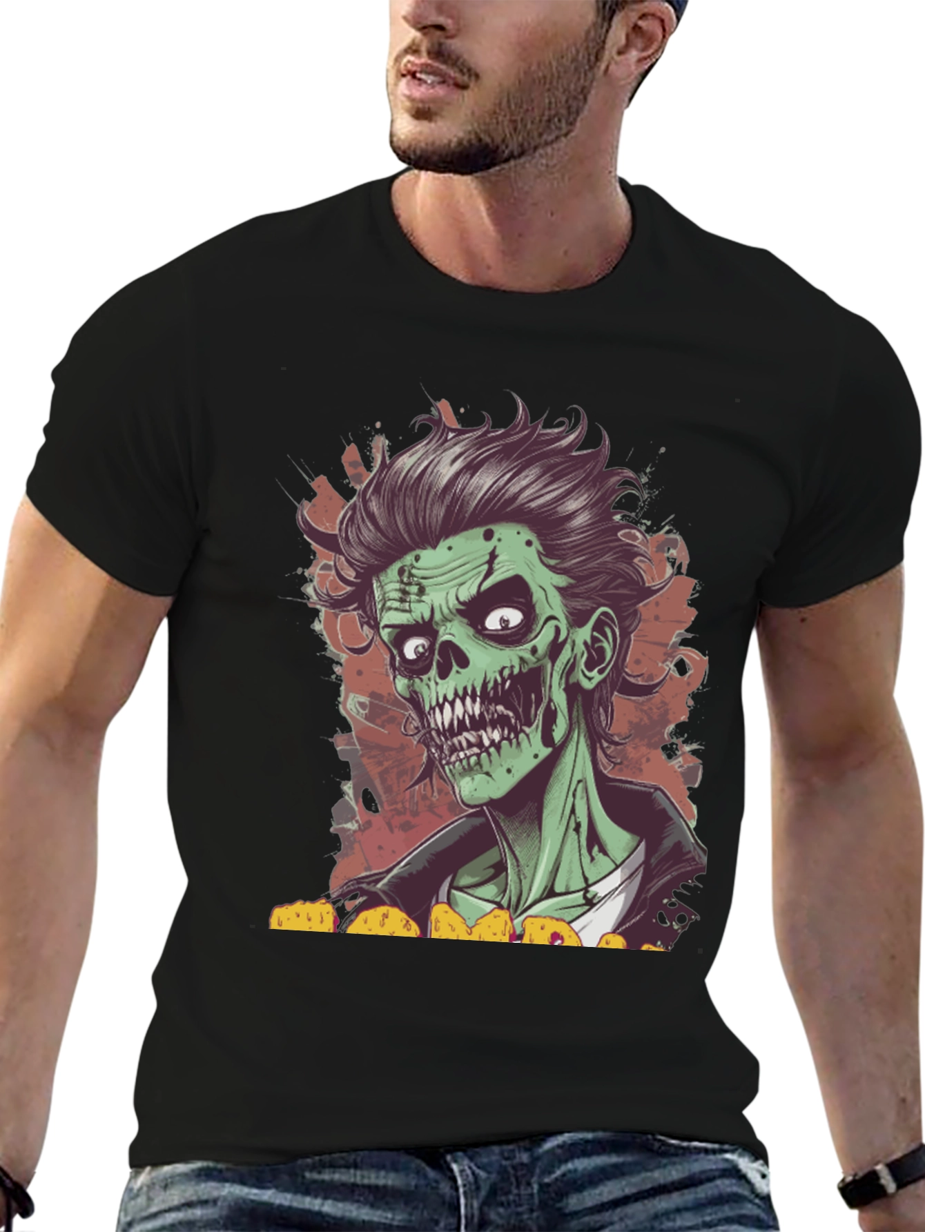 Black Zombie Taco Lover T-Shirt - Spooky Graphic Tee view 6