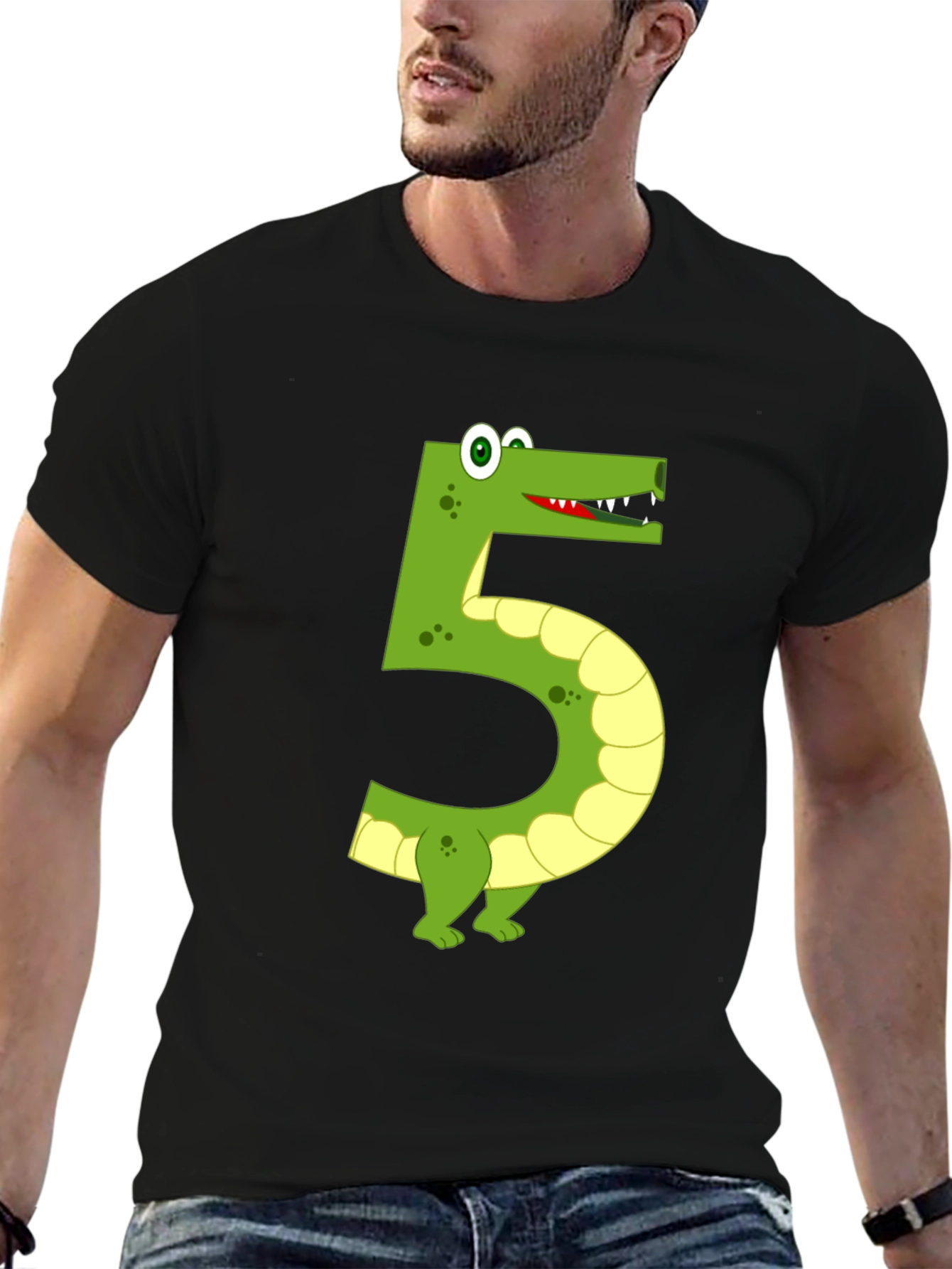 Black Fun Number 5 Alligator Tee view 6