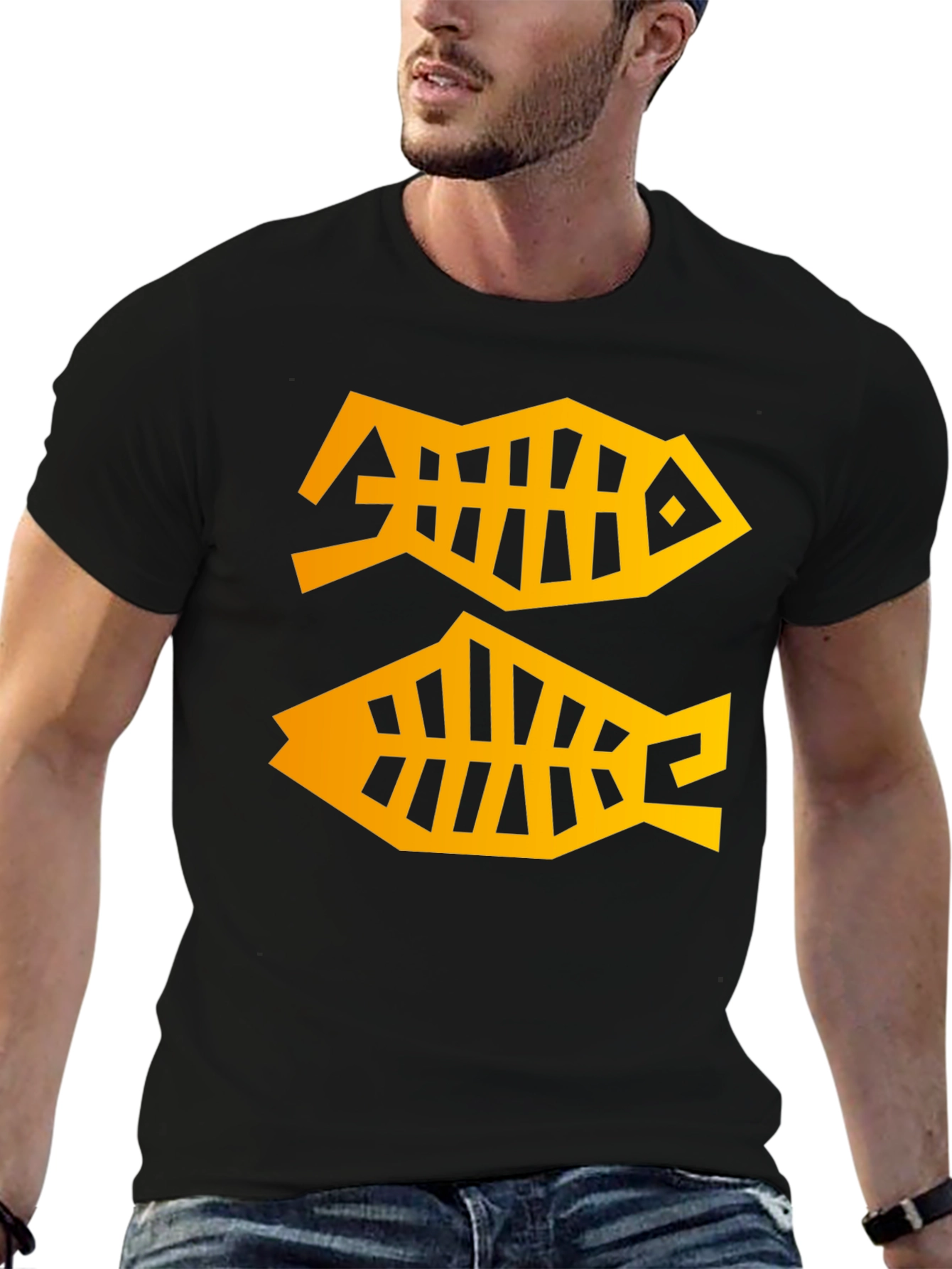 Abstract Fish T-Shirt - Black Graphic Tee - 6