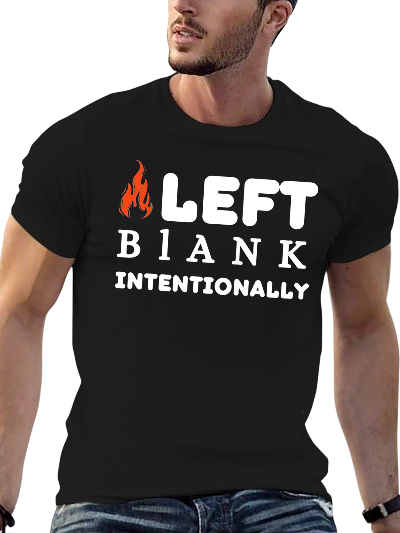 Black Funny Left Blank Intentionally Graphic T-Shirt view 6