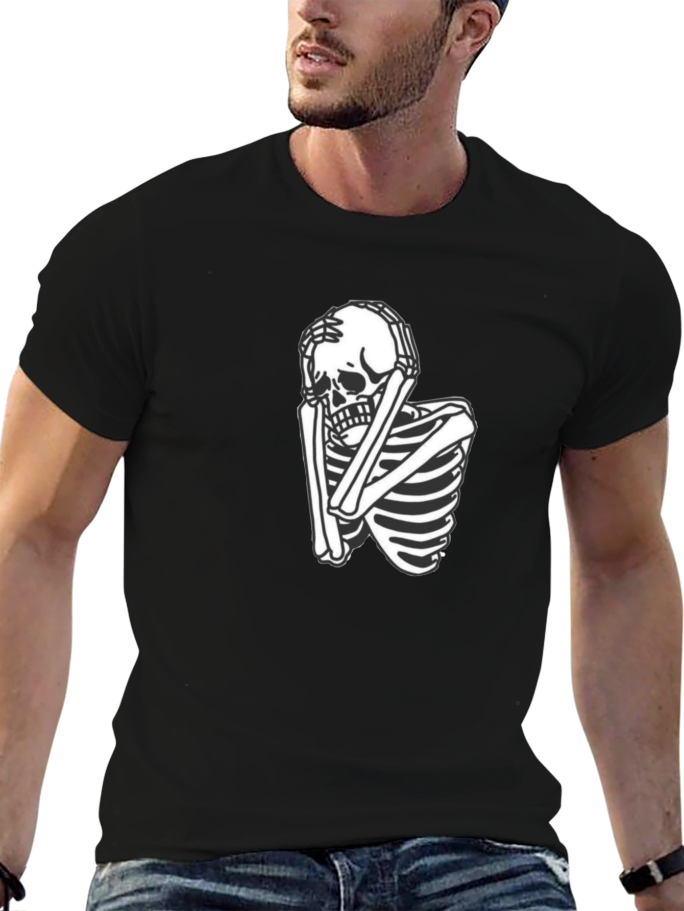Black Skeleton Graphic Tee - Trendy Black T-Shirt view 6