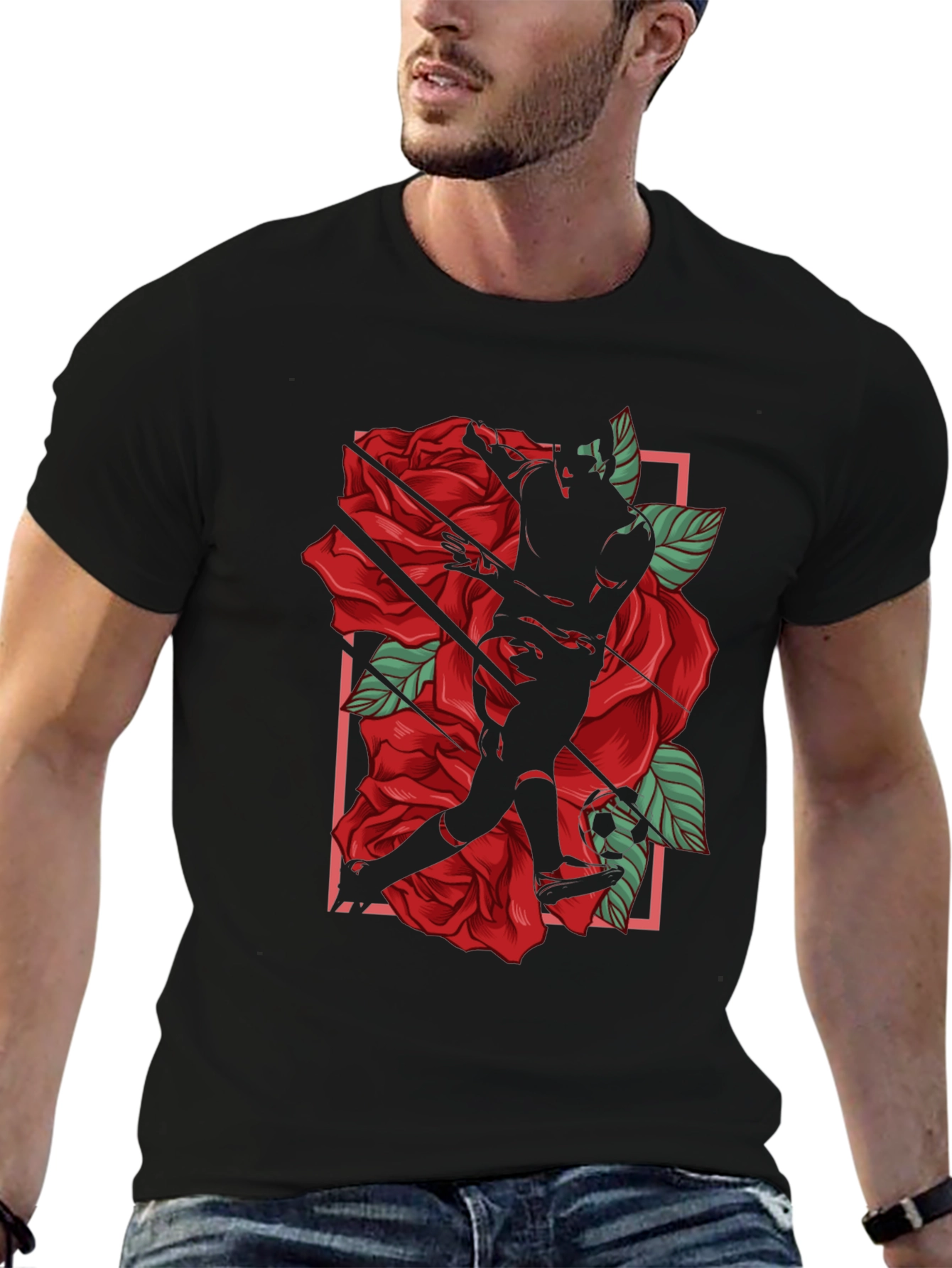Black Rose Baseball Graphic T-Shirt view 6