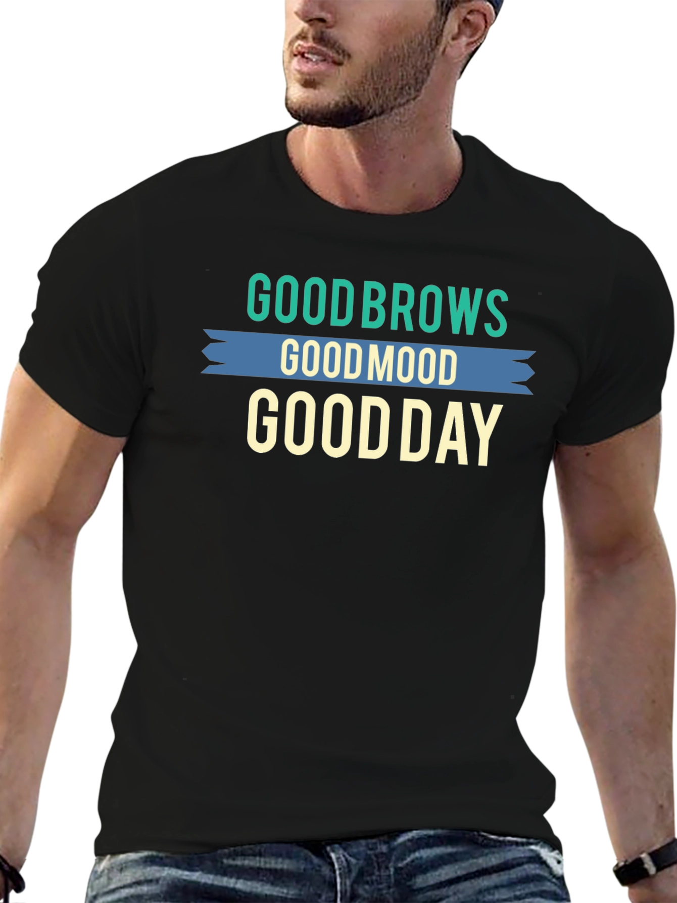 Black Good Brows Good Mood Good Day T-Shirt view 6