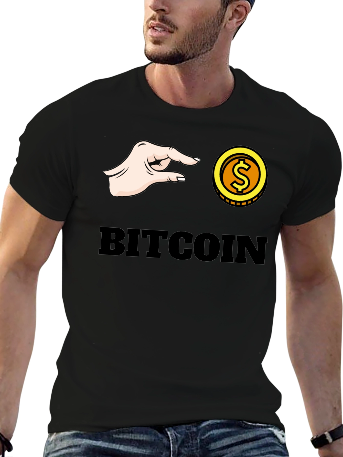 Black Bitcoin Pinch T-Shirt - Crypto Graphic Tee view 6
