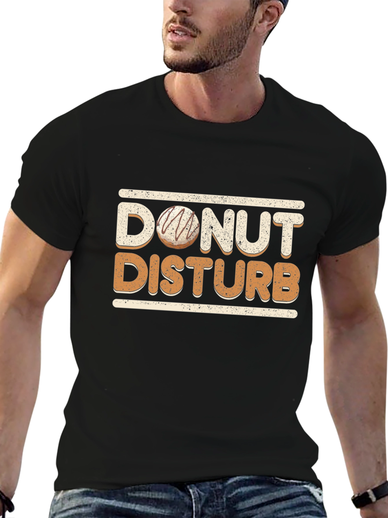 Black Donut Disturb Graphic T-Shirt - Funny Novelty Tee view 6