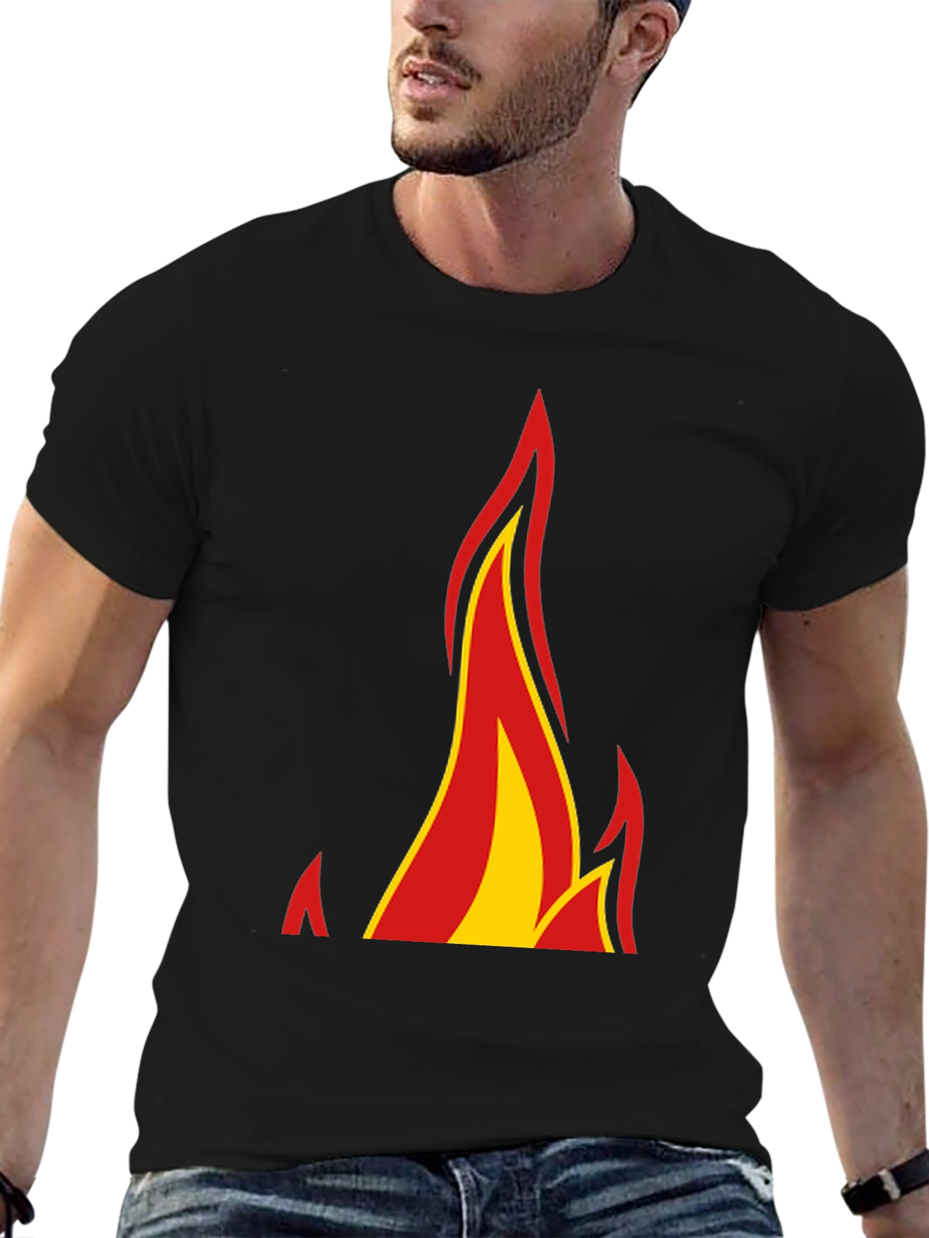 Black Flame Graphic Black T-Shirt view 6