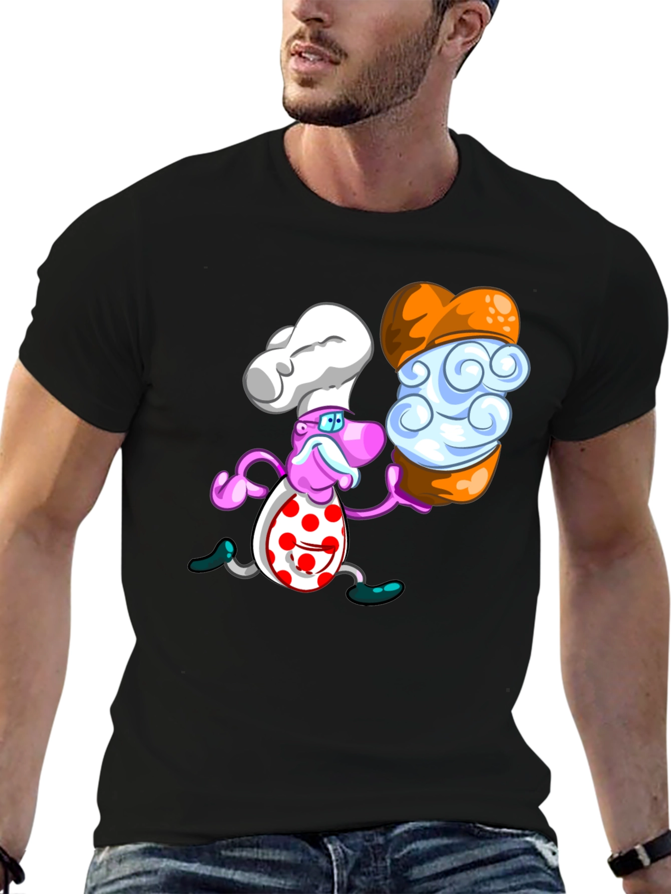Black Chef Dessert T-Shirt - Unique Graphic Tee view 6