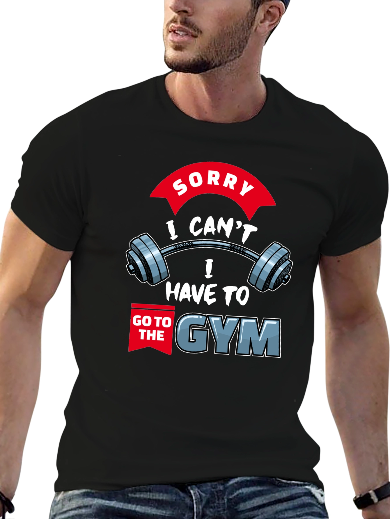 Black Gym Excuse T-Shirt: Sorry I Can't, I Have to Go view 6