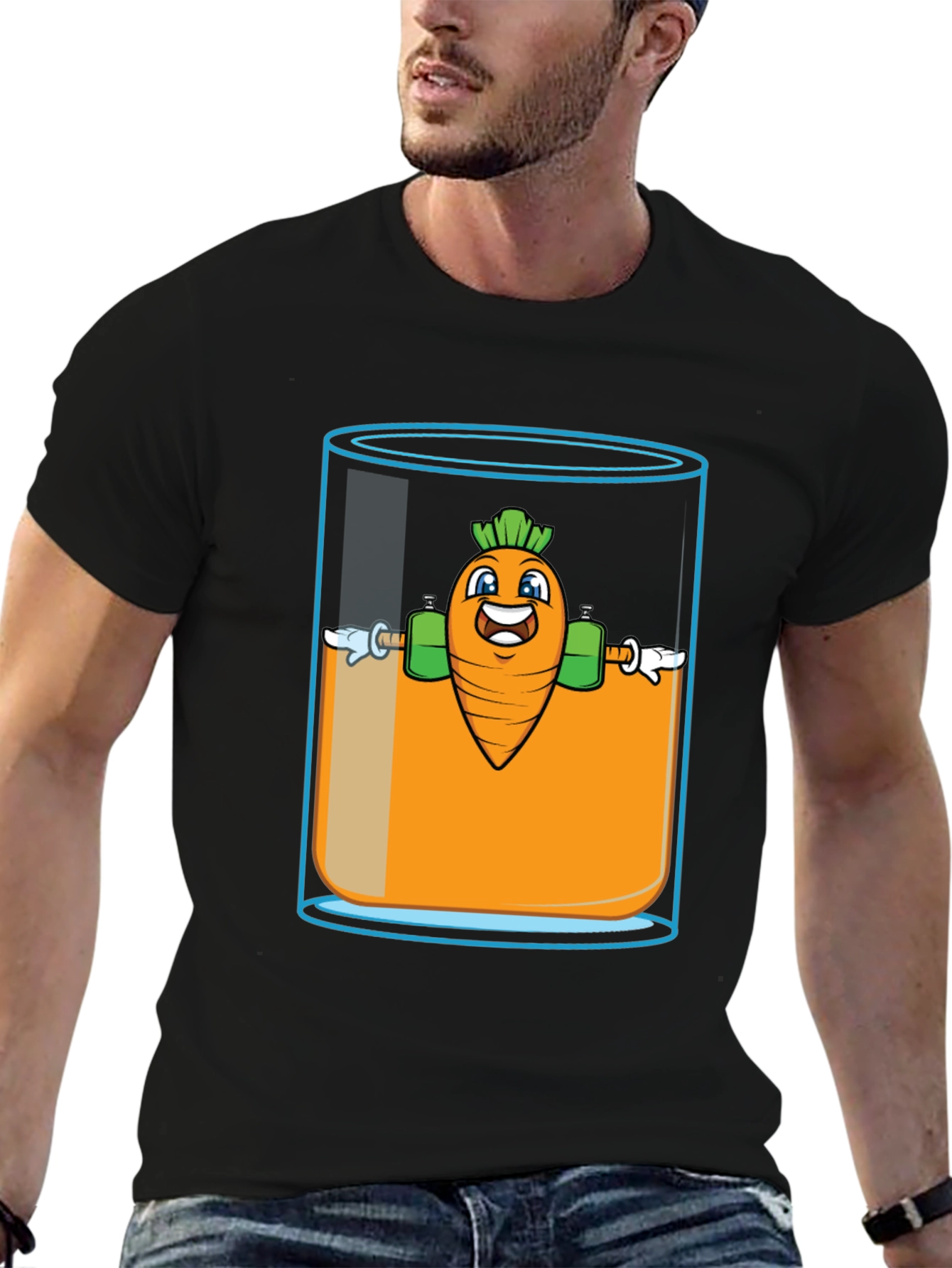 Black Funny Carrot Juice Gym T-Shirt - Black view 6