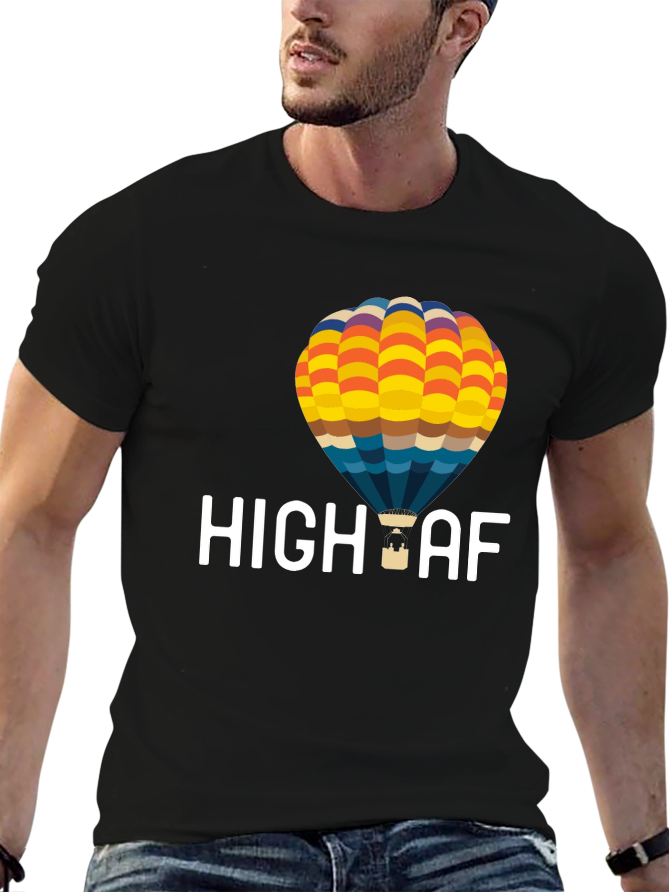 Black High AF Hot Air Balloon T-Shirt - Black view 6