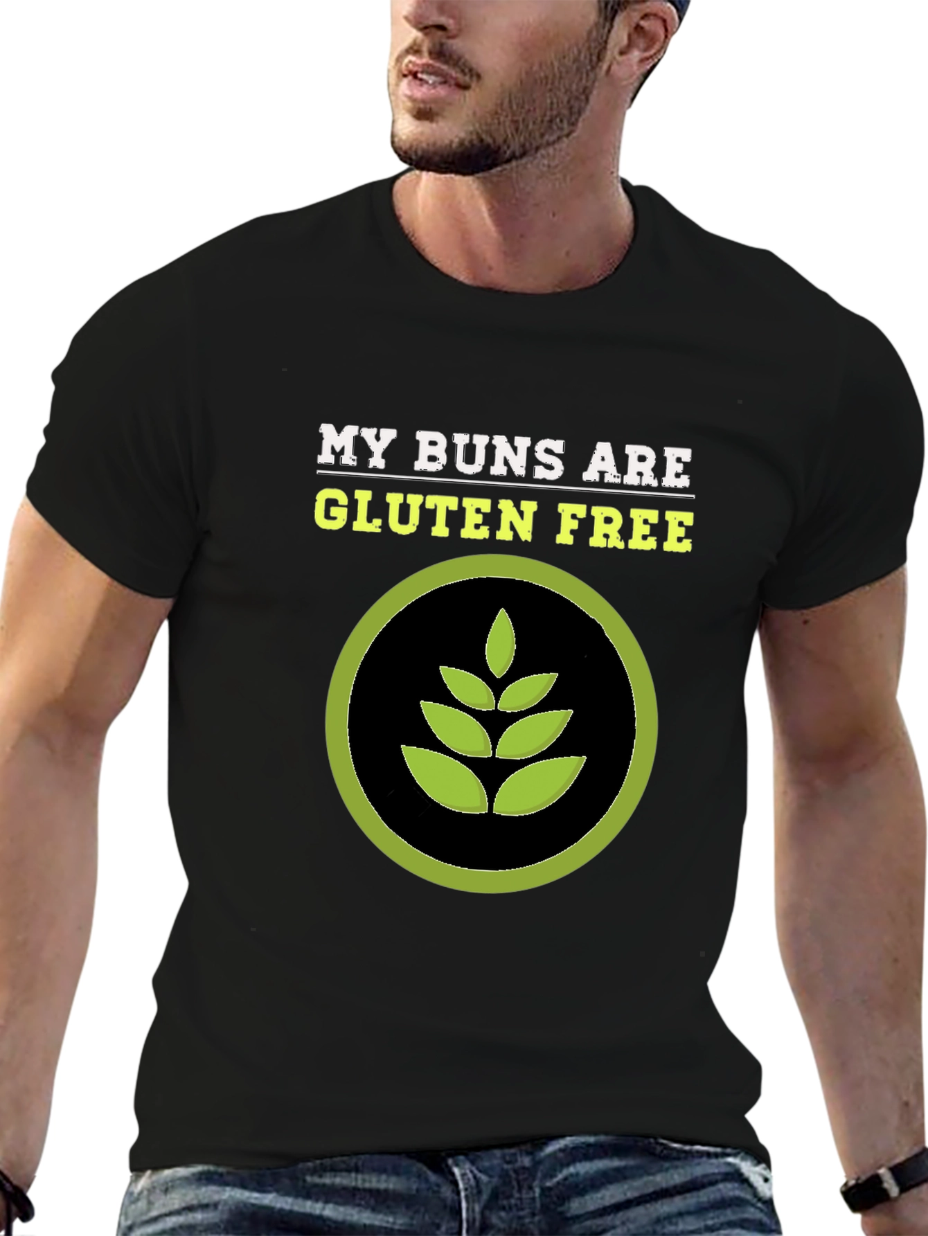 Black Gluten-Free Buns Graphic T-Shirt view 6