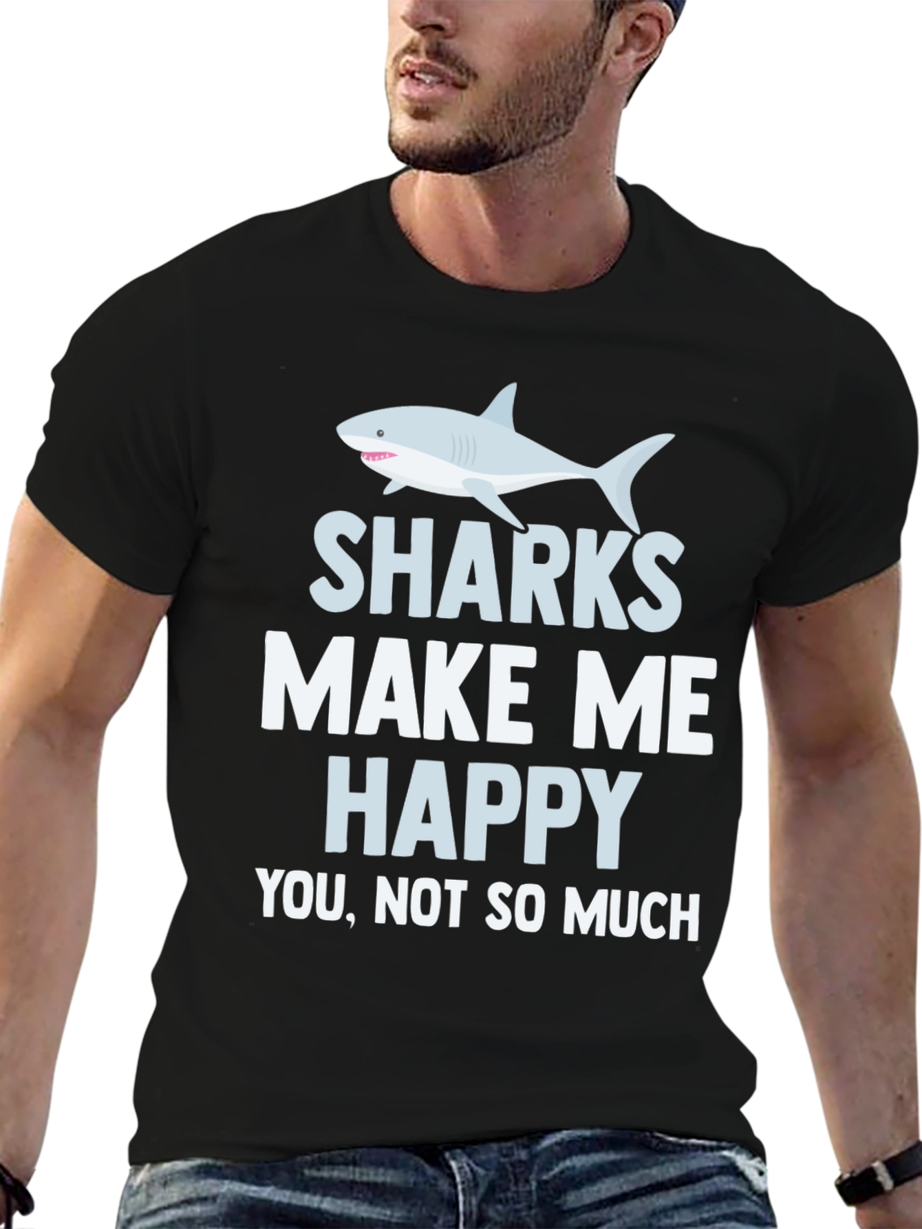 Black Sharks Make Me Happy T-Shirt view 6