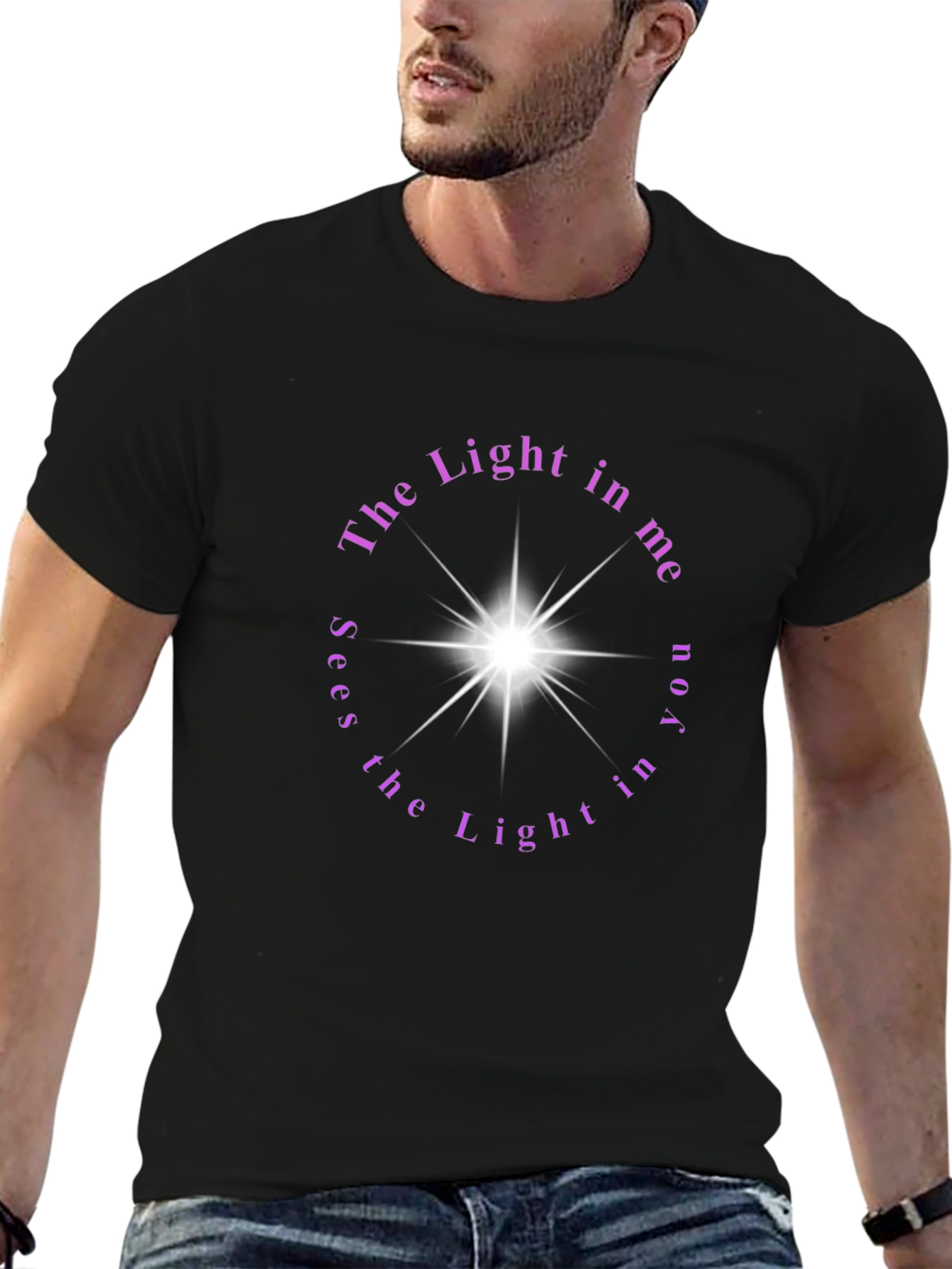 Black The Light in Me Sees the Light in You T-Shirt view 6