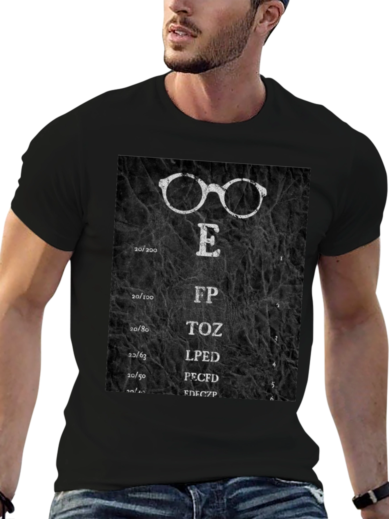 Black Eye Chart T-Shirt - Funny Optometry Tee view 6