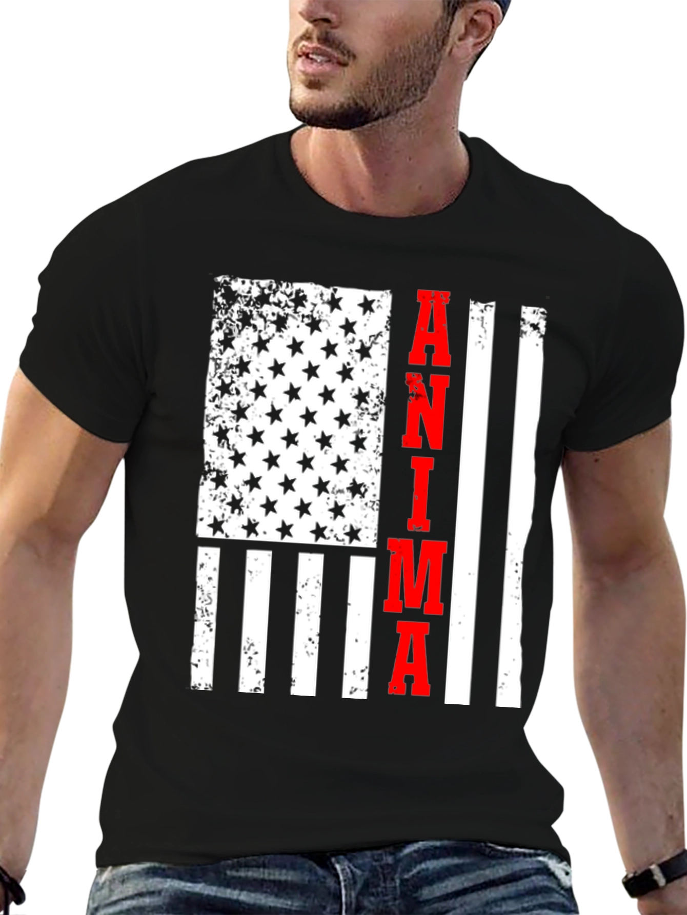 Black Anima USA Flag Graphic Tee - Black view 6