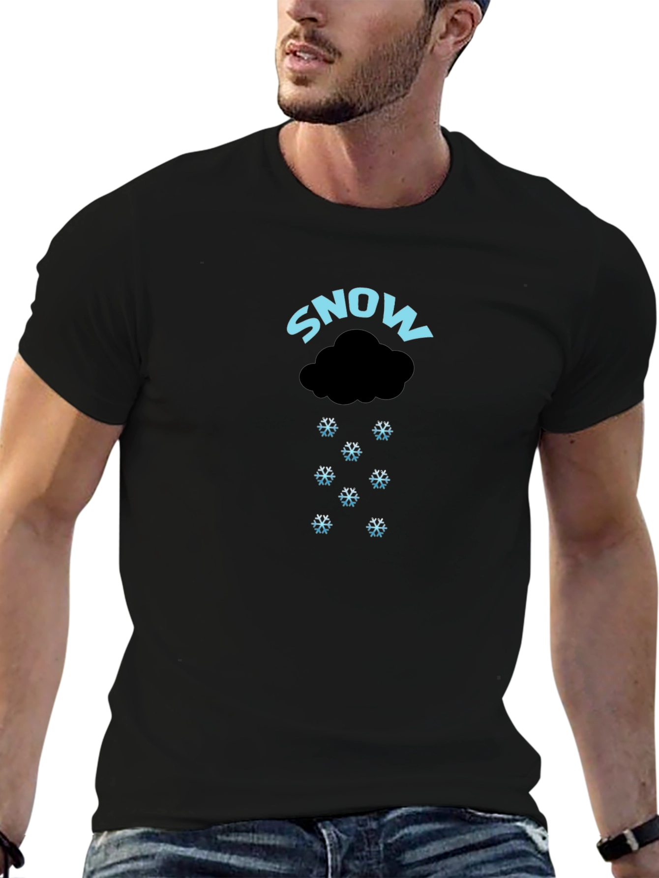 Black Snowy Weather Black Graphic Tee view 6