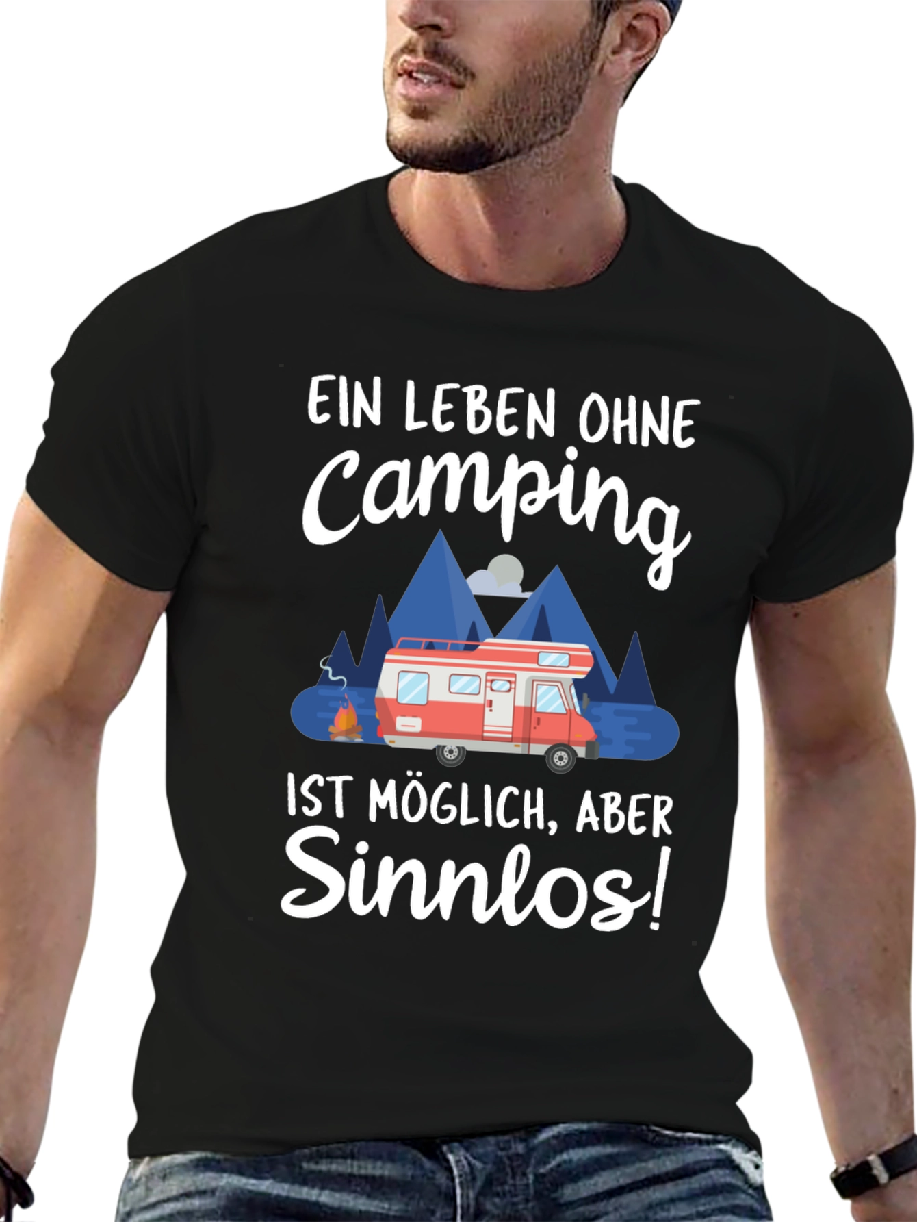 Black Camping Lover T-Shirt - "Ein Leben Ohne Camping Sinnlos" view 6