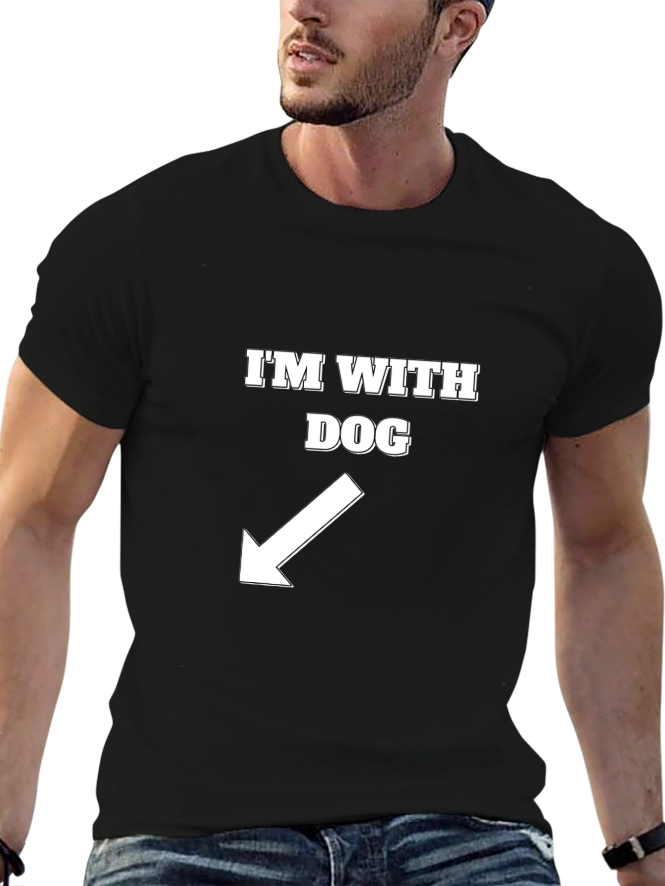 Black I'm With Dog T-Shirt with Arrow Humor Pet Lover Tee view 6