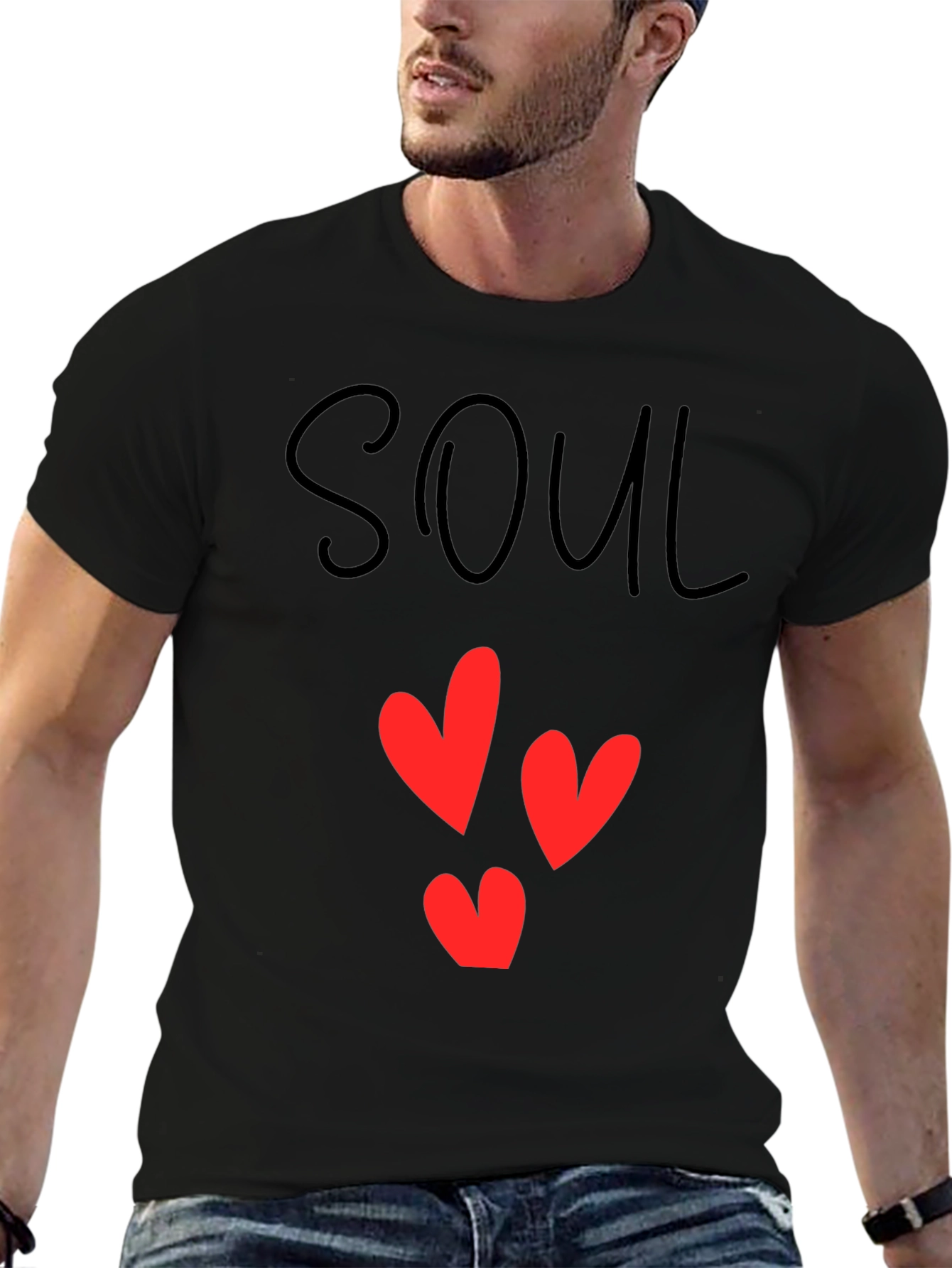 Black Soul Mate Heart Graphic T-Shirt view 6