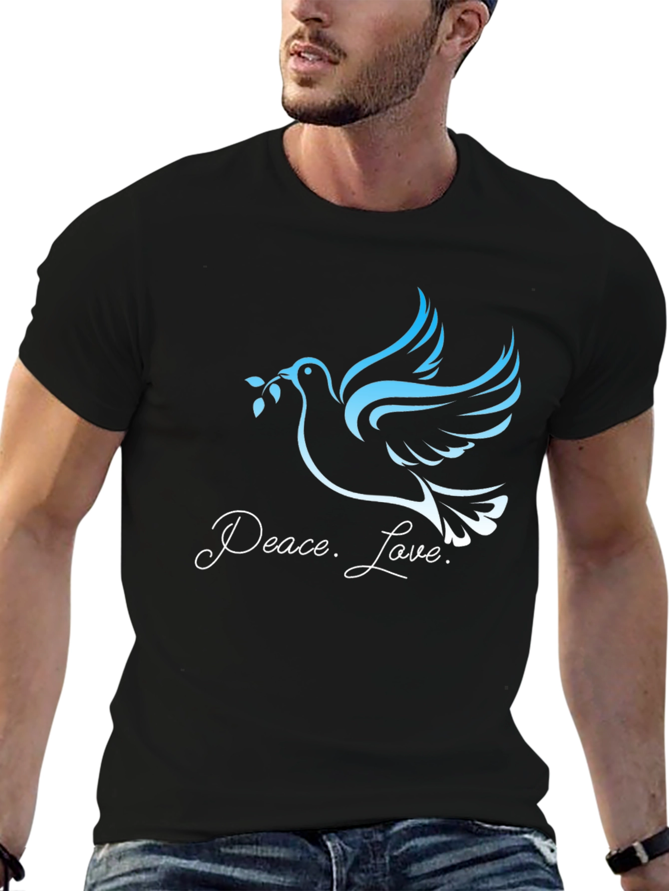 Black Peace and Love Dove Graphic Tee - Black view 6