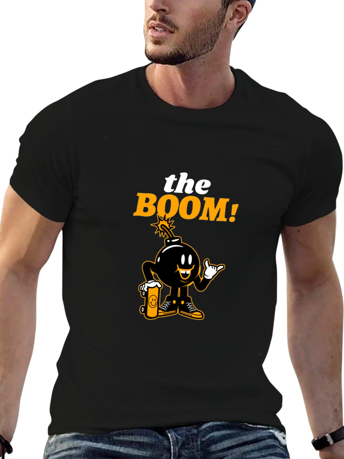 Black The Boom! Graphic Print Black T-Shirt view 6