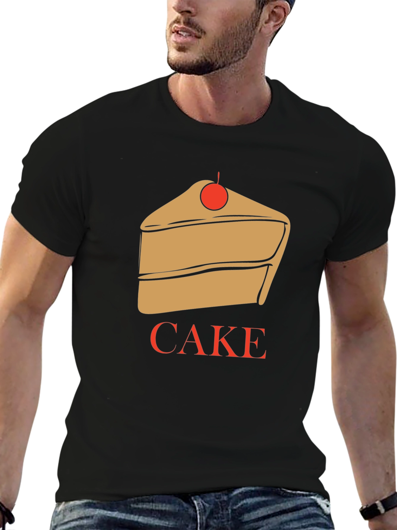 Black Cake Graphic T-Shirt - Unique Dessert Lover Tee view 6