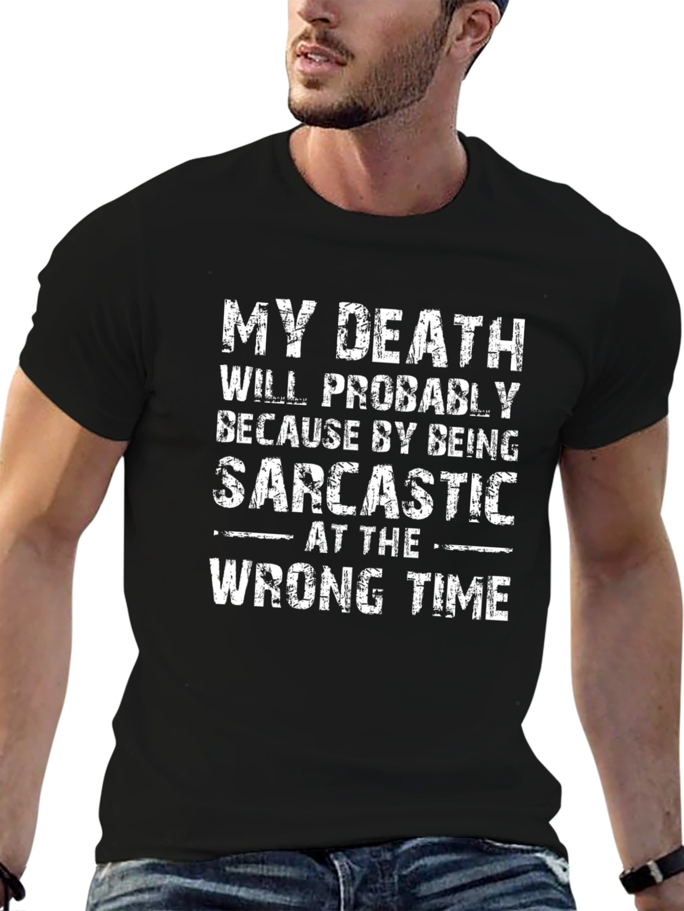 Black Sarcastic T-Shirt Funny Death Quote Black Tee view 6