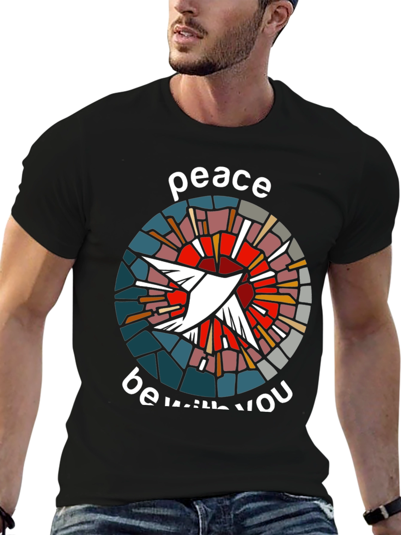 Black Peace Be With You Dove Graphic T-Shirt view 6