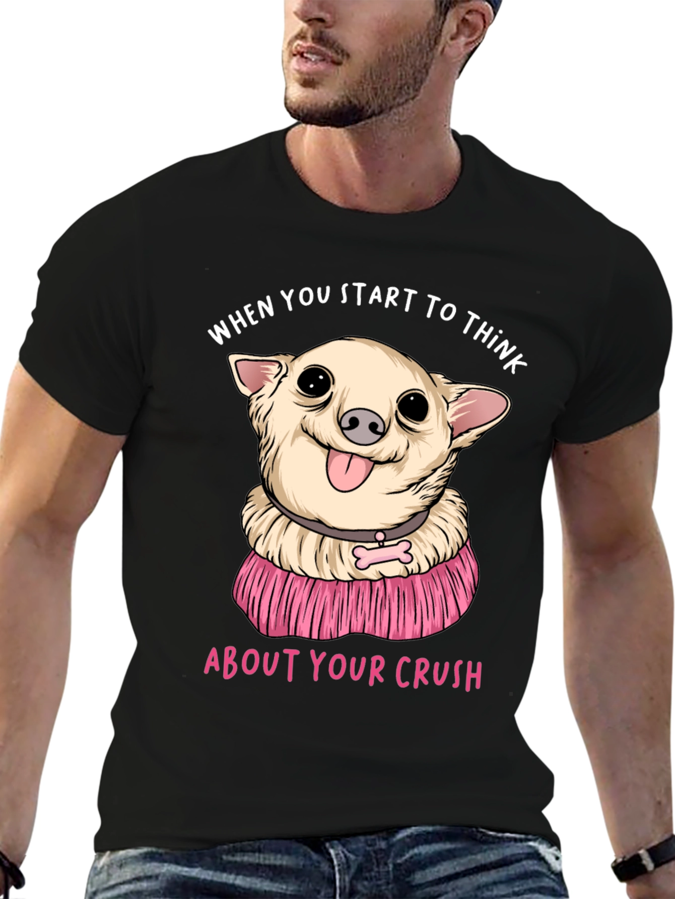 Black Chihuahua Crush T-Shirt:  When You Start To Think view 6