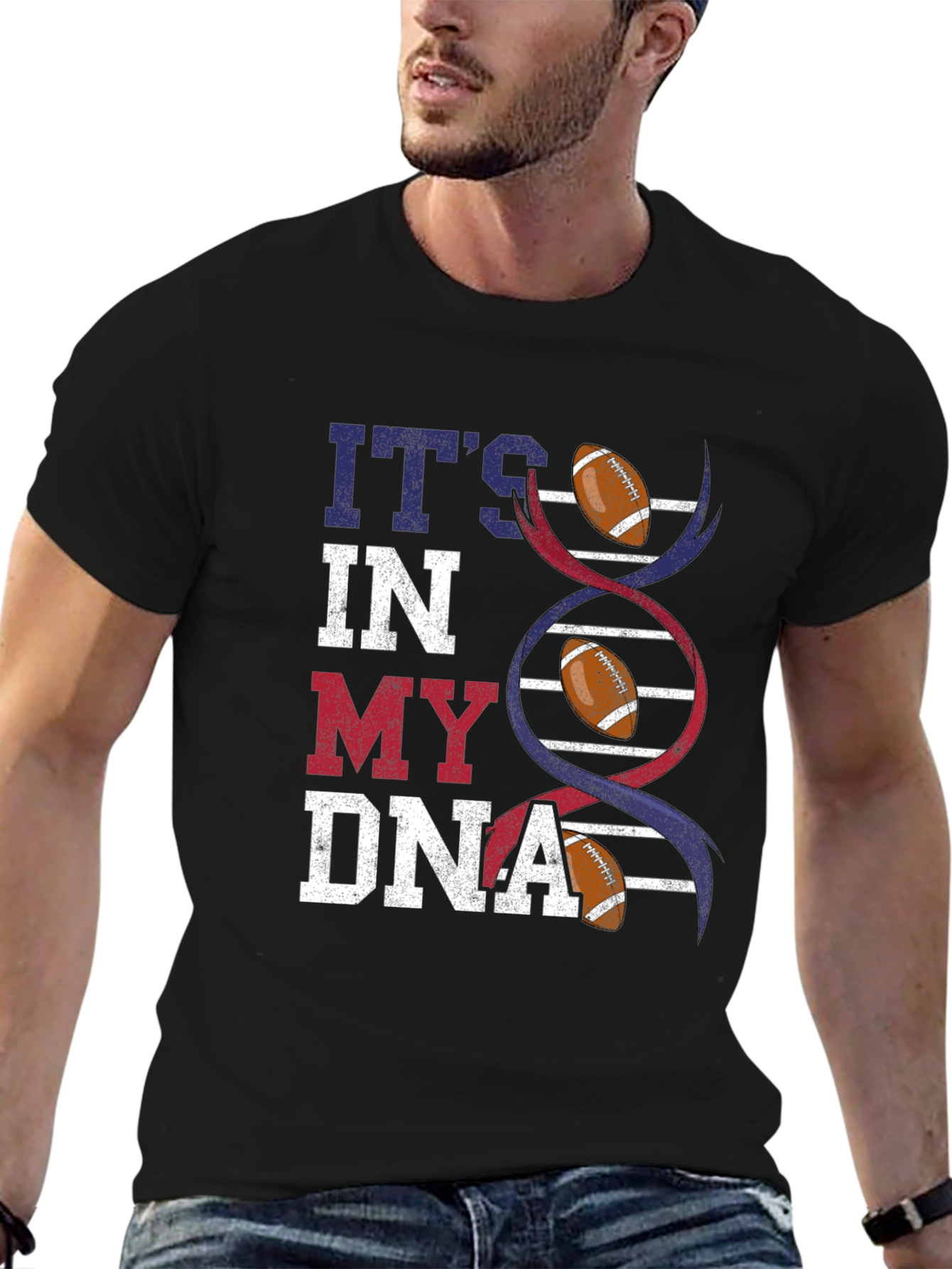 Black Football DNA Graphic T-Shirt view 6