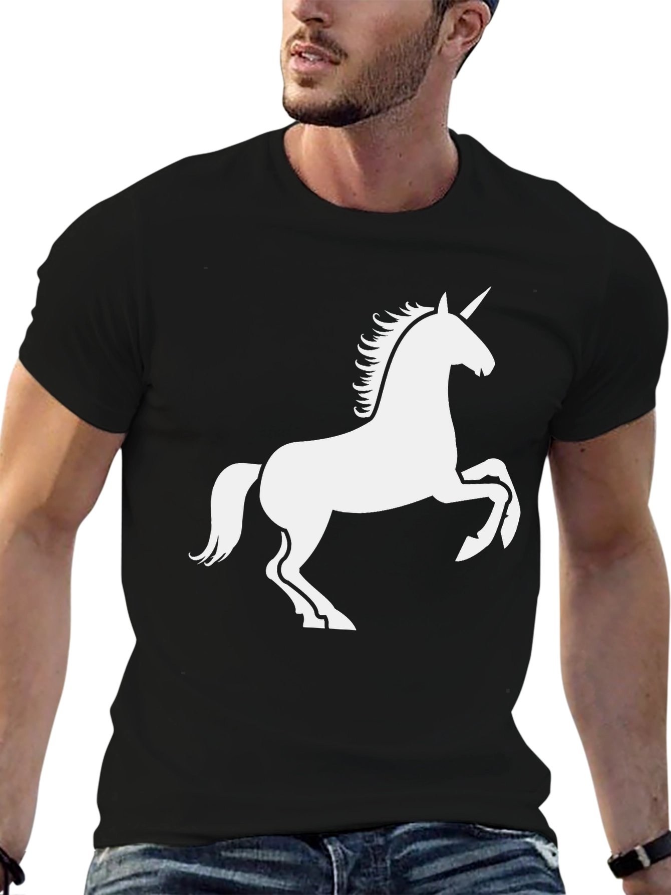 Black Unicorn Graphic T-Shirt - Black Cotton Tee view 6