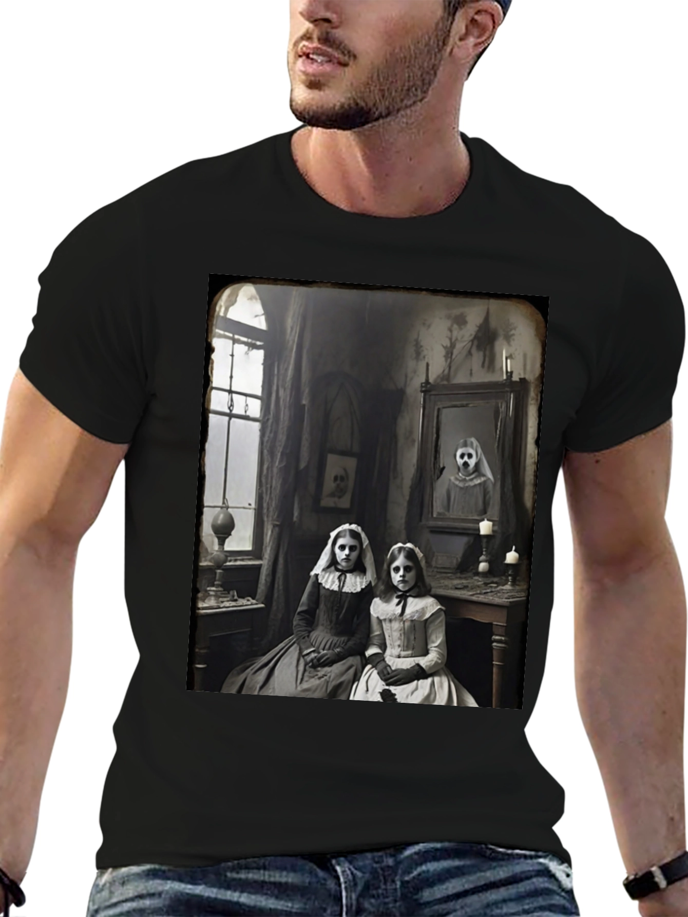 Creepy Sisters Graphic Tee - Vintage Horror Style - 6