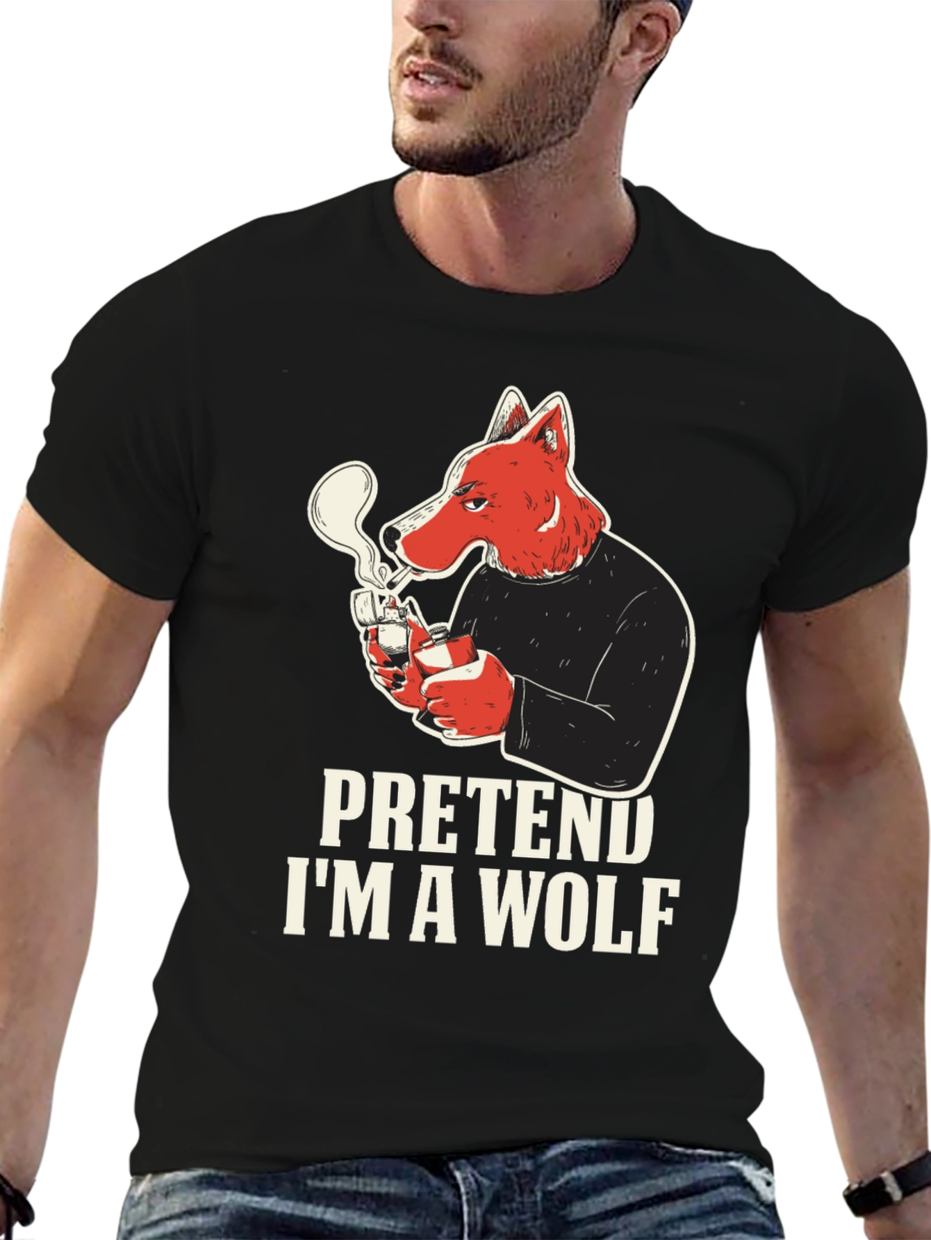 Black Pretend I'm A Wolf Graphic Tee view 6